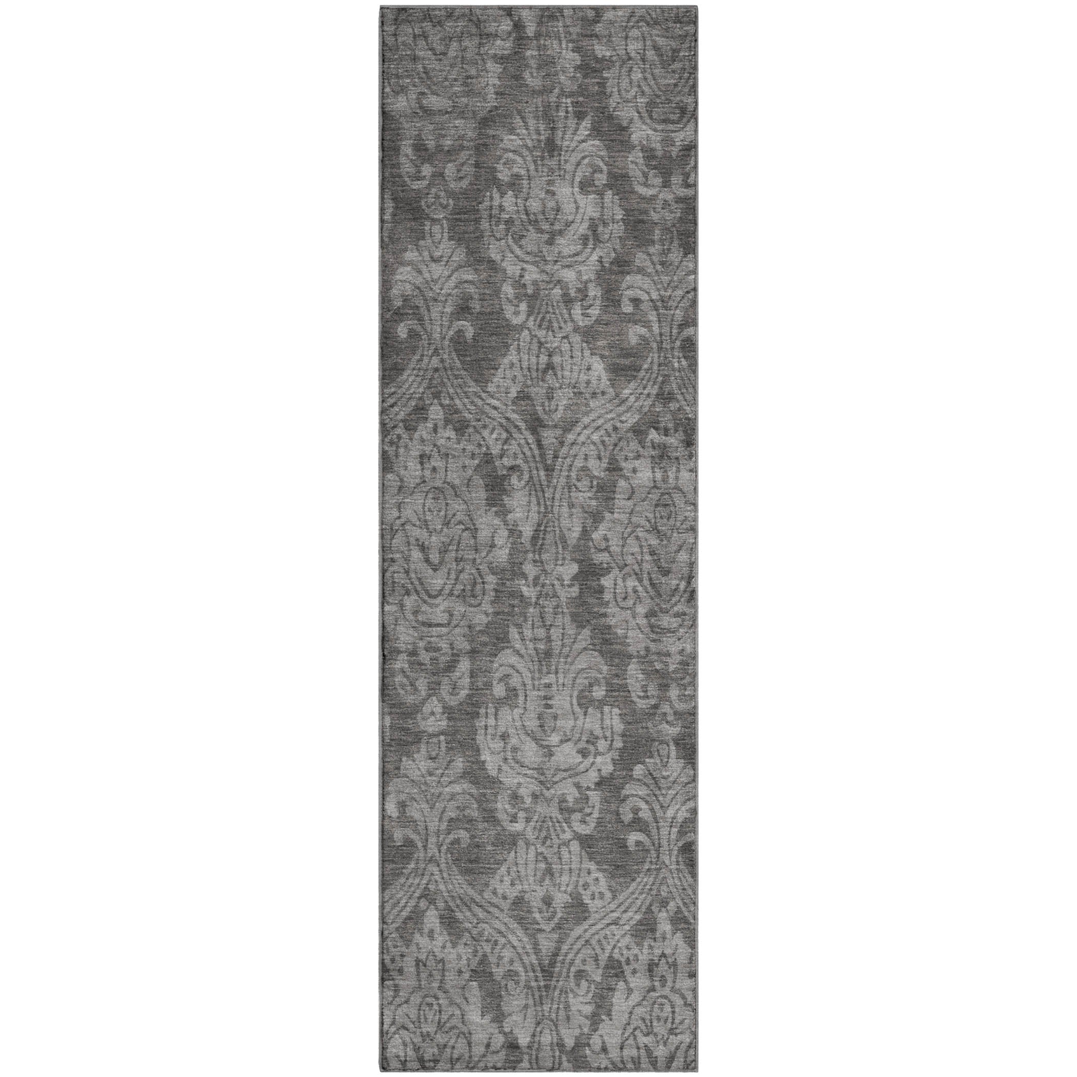 Split Machine Washable Transitional Gray Rug 2'3" x 7'6" #shape_Runner
