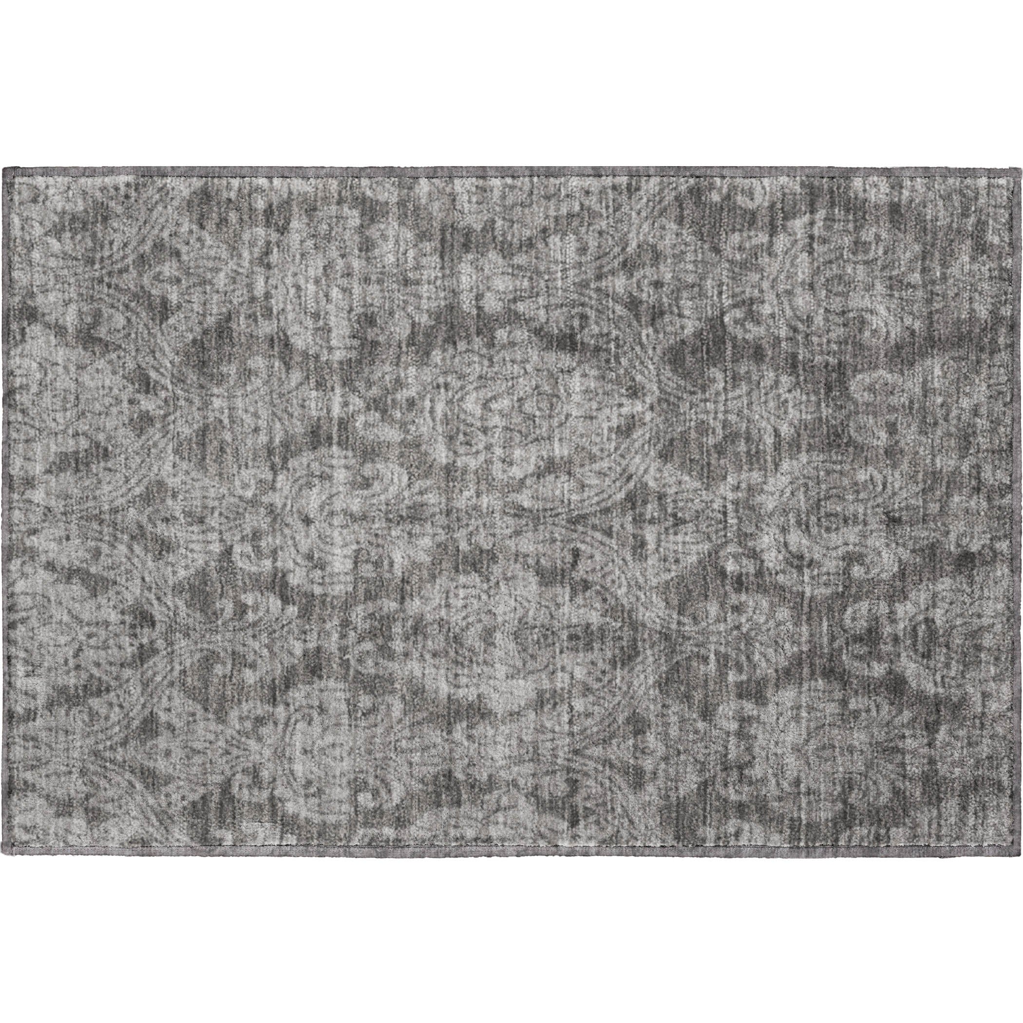 Split Machine Washable Transitional Gray Rug 1'8" x 2'6" #shape_Rectangle
