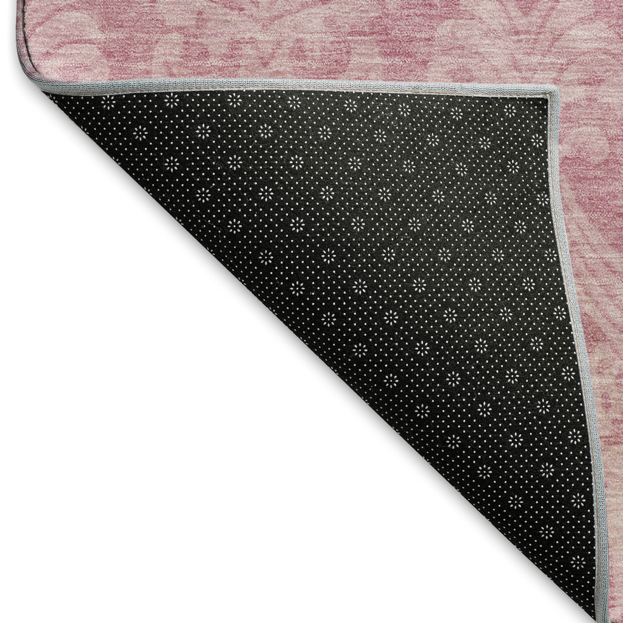 Split Machine Washable Transitional Pink Rug 1'8" x 2'6" #shape_Rectangle