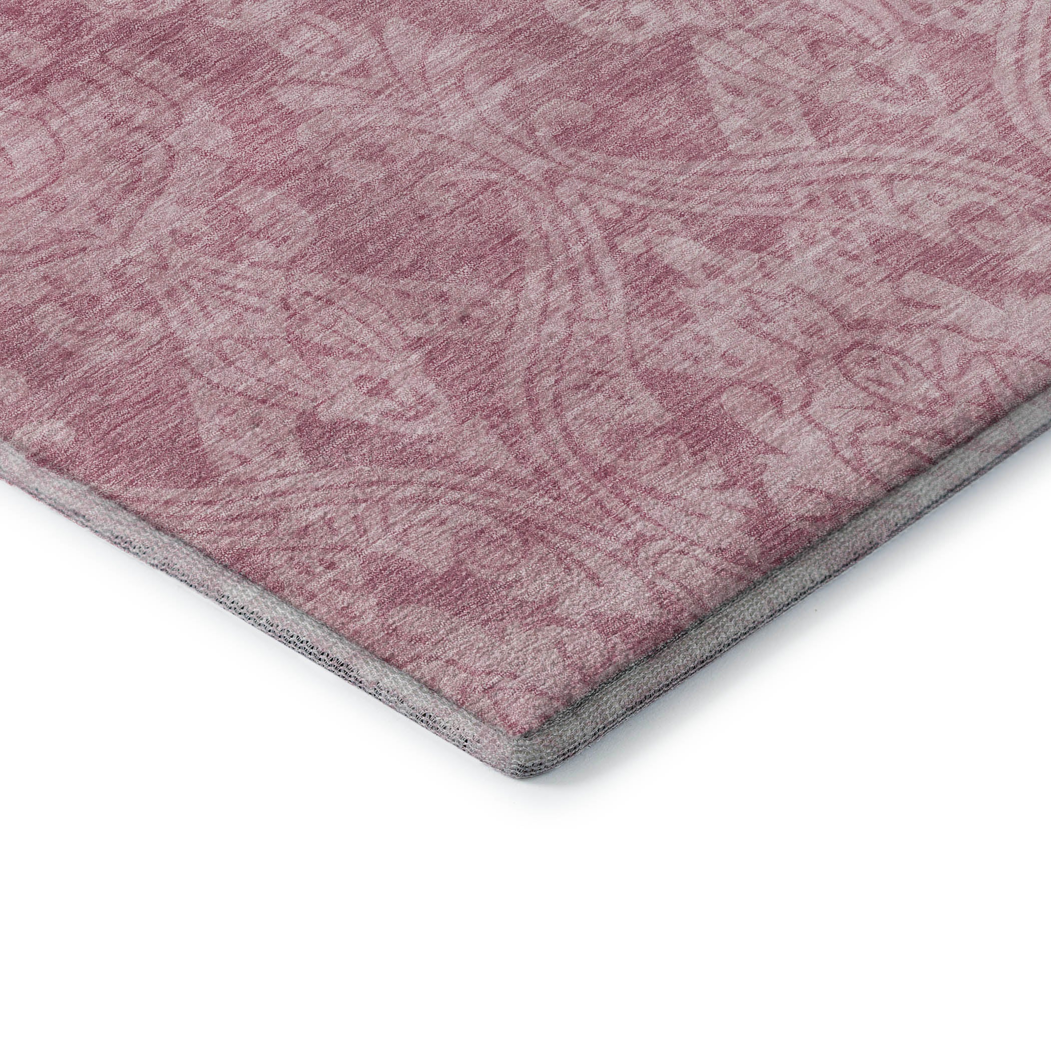 Split Machine Washable Transitional Pink Rug 1'8" x 2'6" #shape_Rectangle