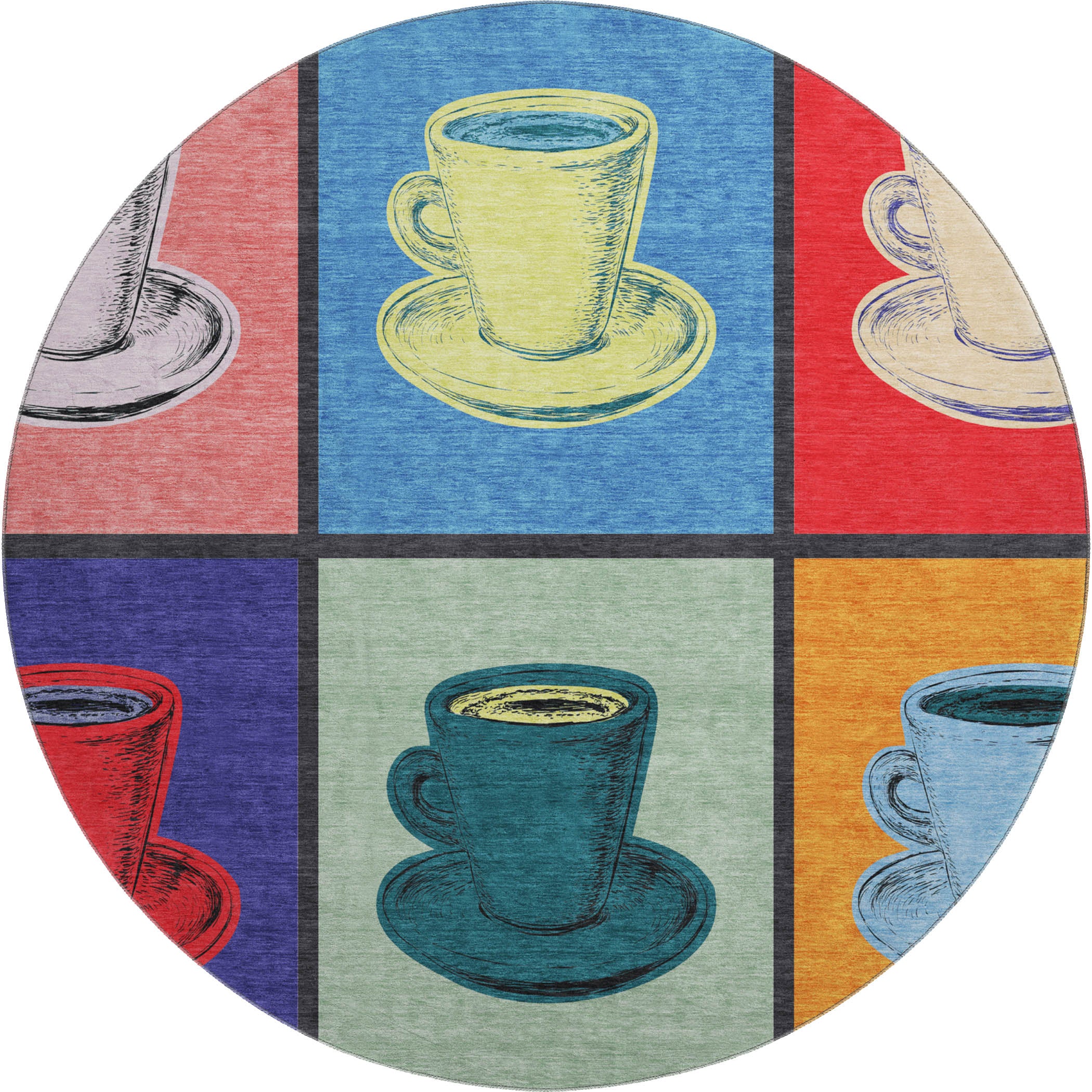 Kotor Machine Washable Kitchen Kaleidoscope Multi Rug 8' x 8' #shape_Round
