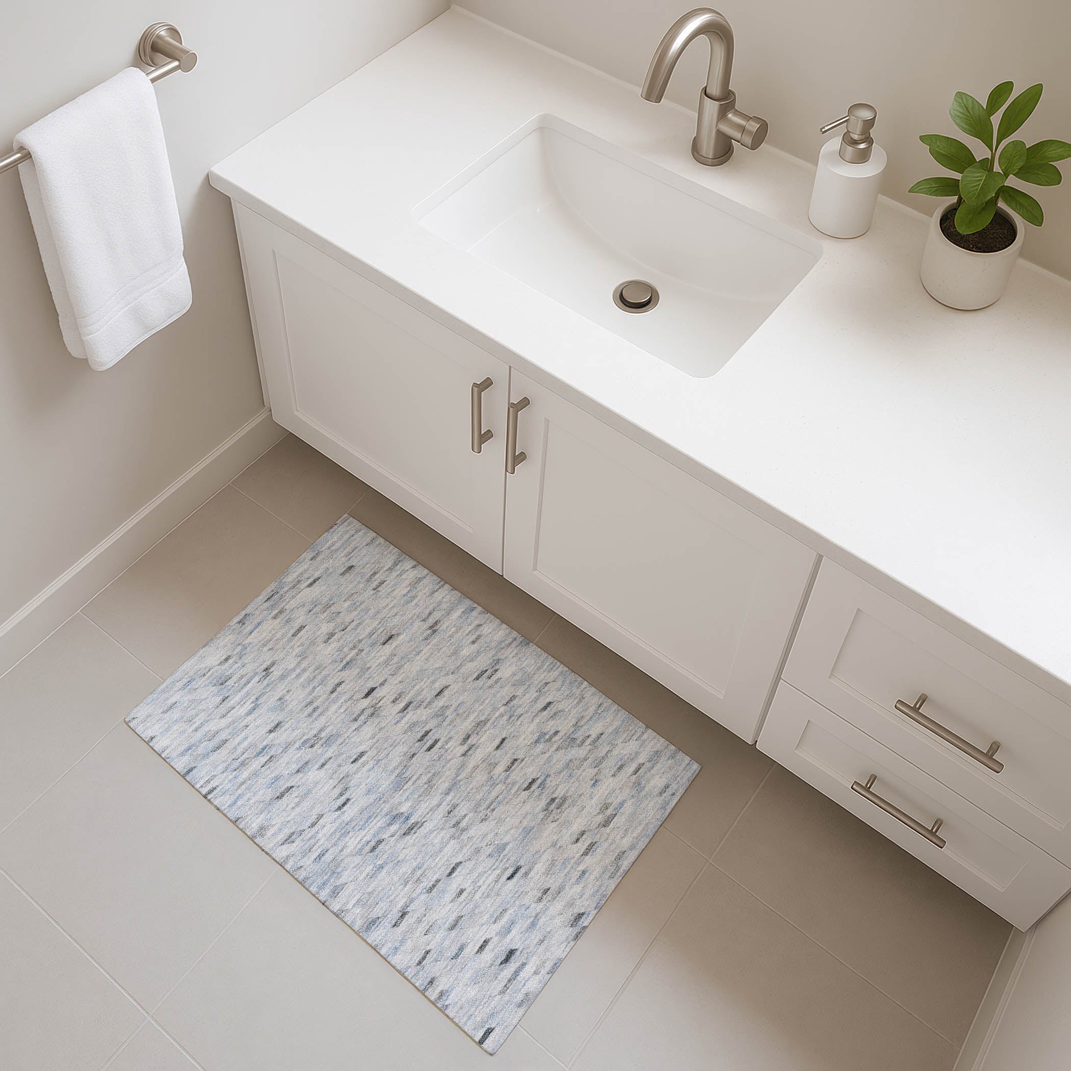 Bangkok Machine Washable Transitional Blue Rug 1'8" x 2'6" #shape_Rectangle