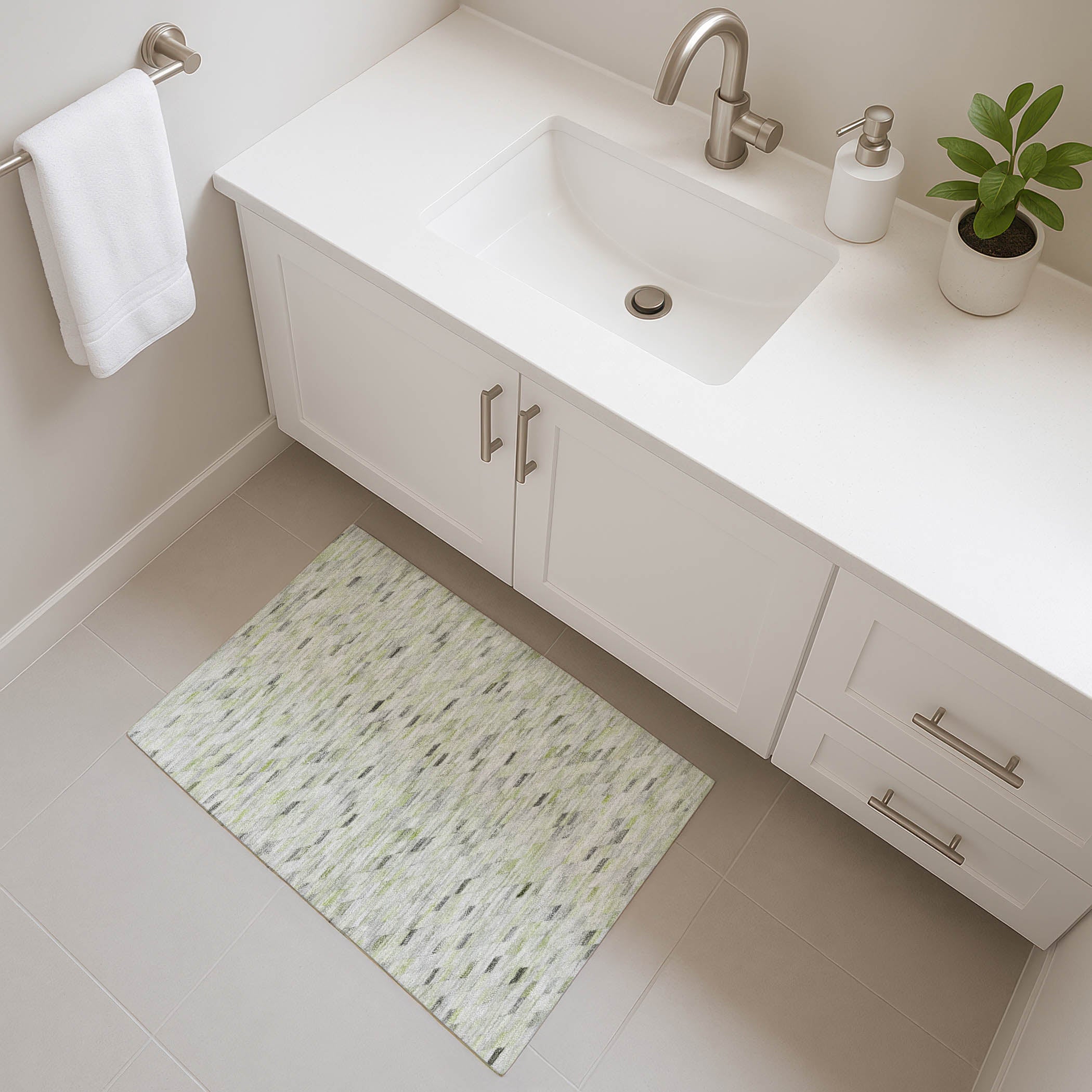 Bangkok Machine Washable Transitional Green Rug 1'8" x 2'6" #shape_Rectangle