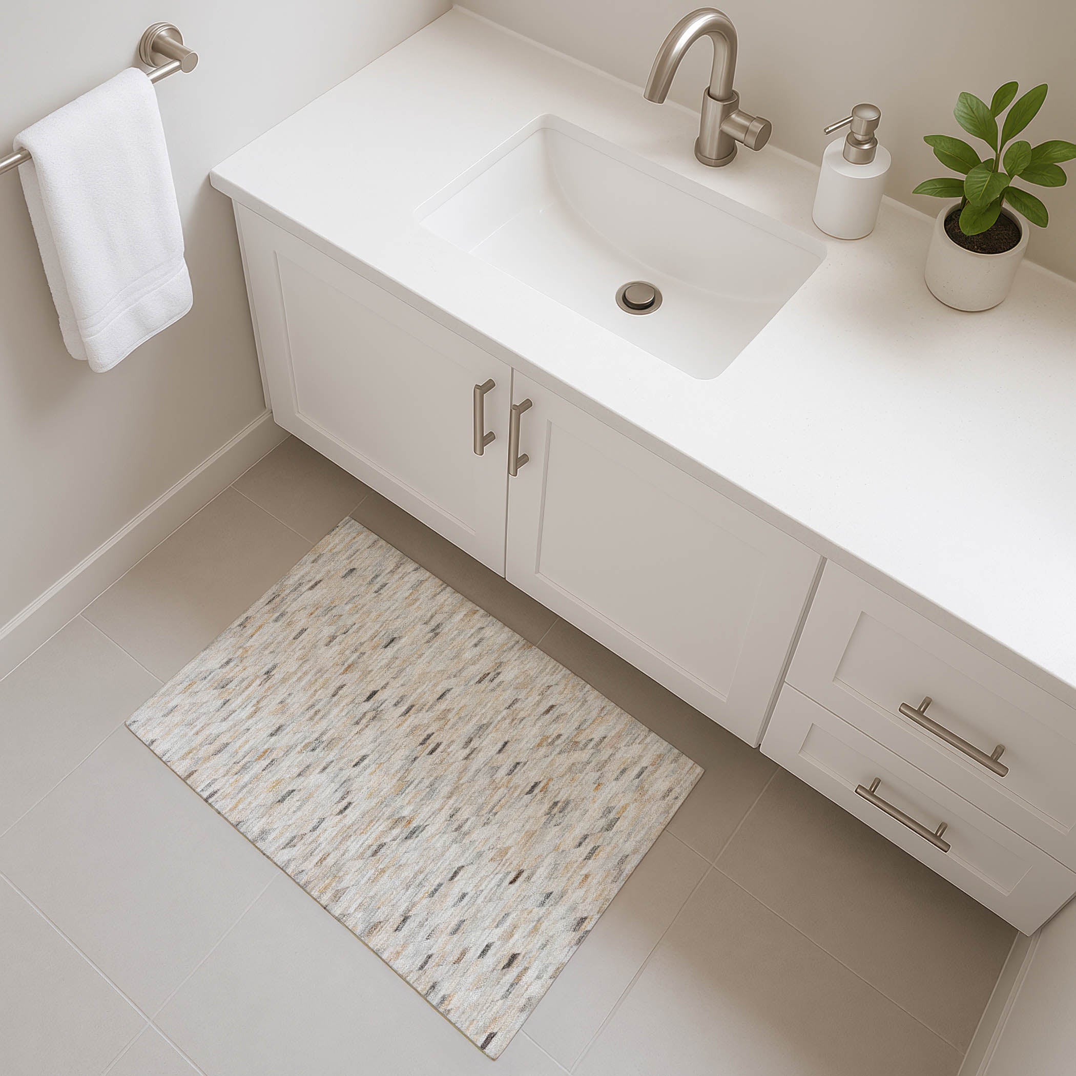 Bangkok Machine Washable Transitional Linen Ivory Rug 1'8" x 2'6" #shape_Rectangle
