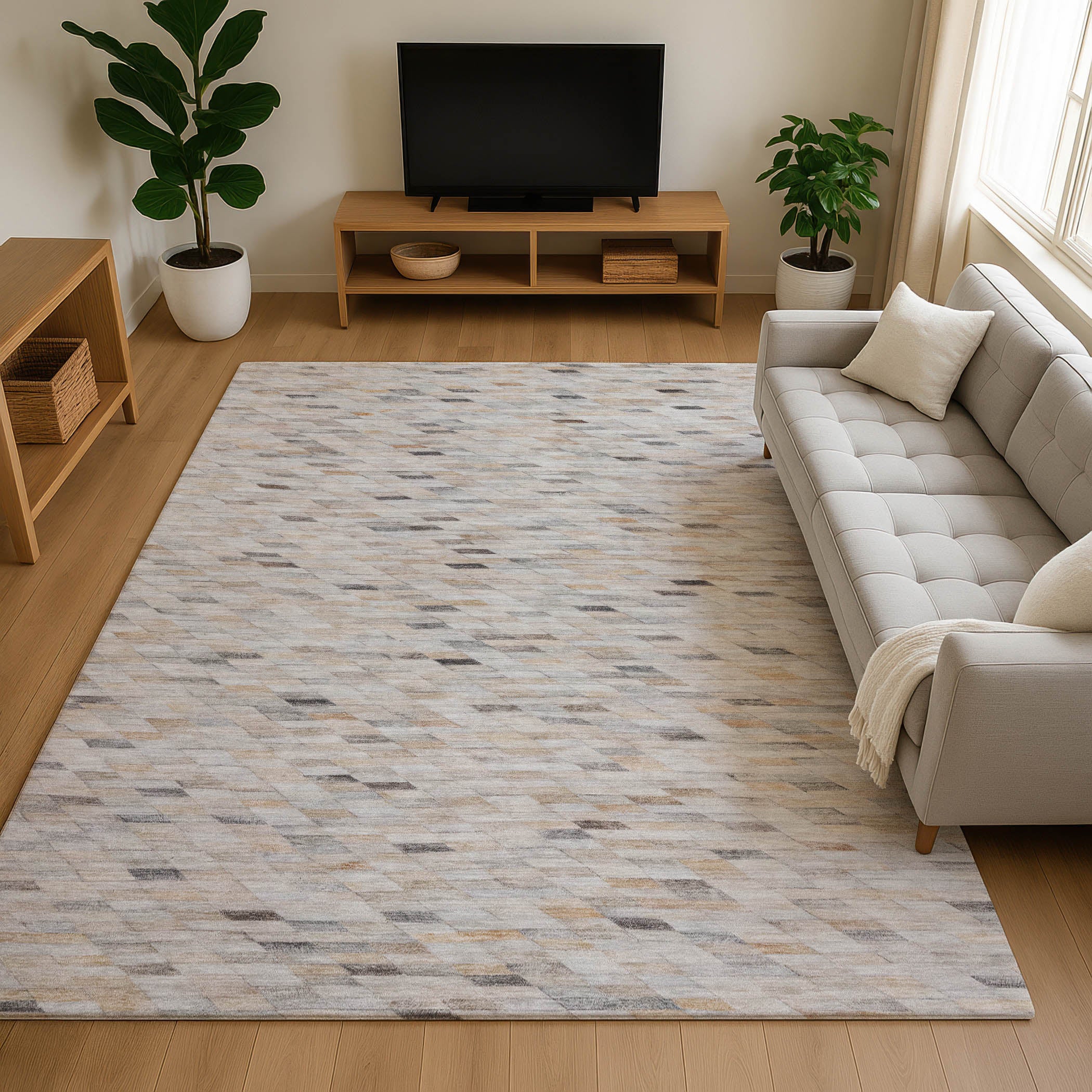 Bangkok Machine Washable Transitional Linen Ivory Rug 2'6" x 3'10" #shape_Rectangle