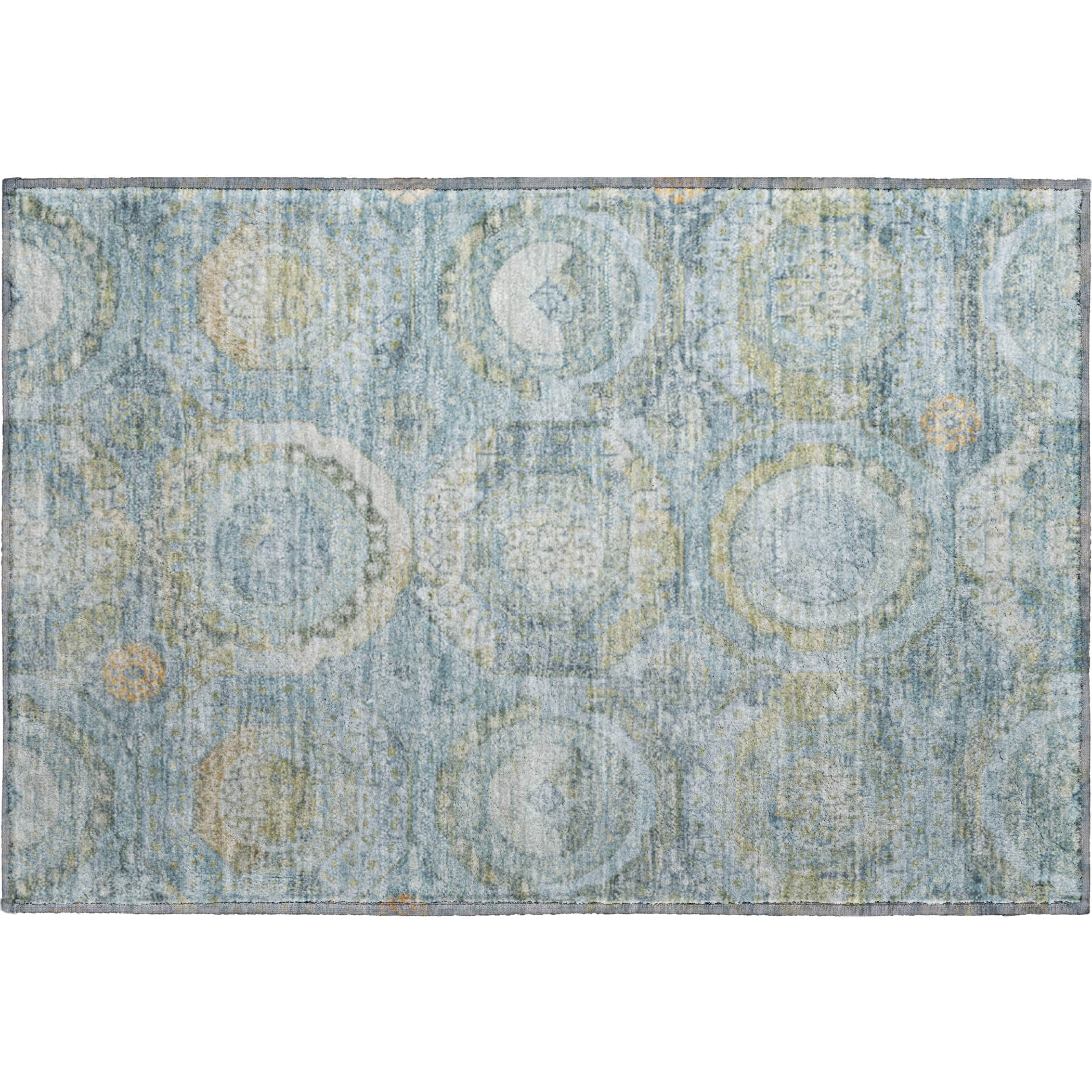 Seoul Machine Washable Transitional Blue Rug 1'8" x 2'6" #shape_Rectangle