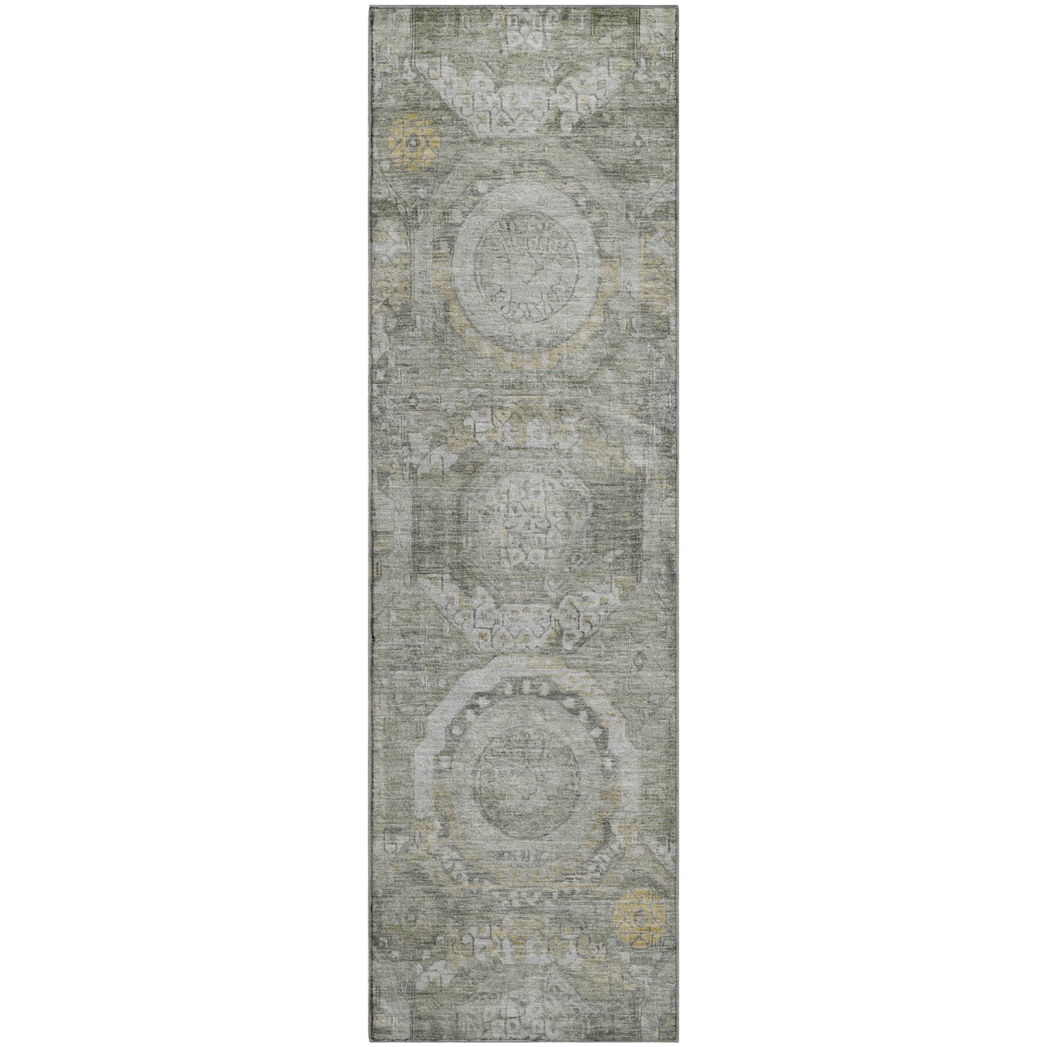 Seoul Machine Washable Transitional Pewter Gray Rug 2'3" x 7'6" #shape_Runner