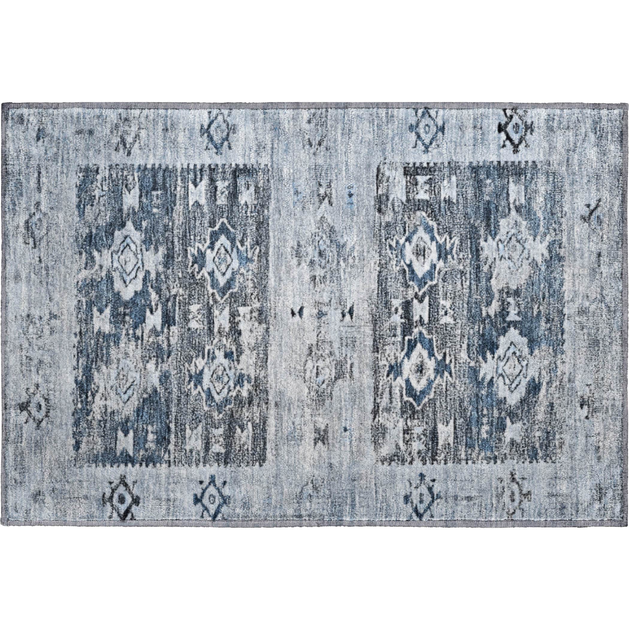 Kotor Machine Washable Transitional Blue Rug 1'8" x 2'6" #shape_Rectangle