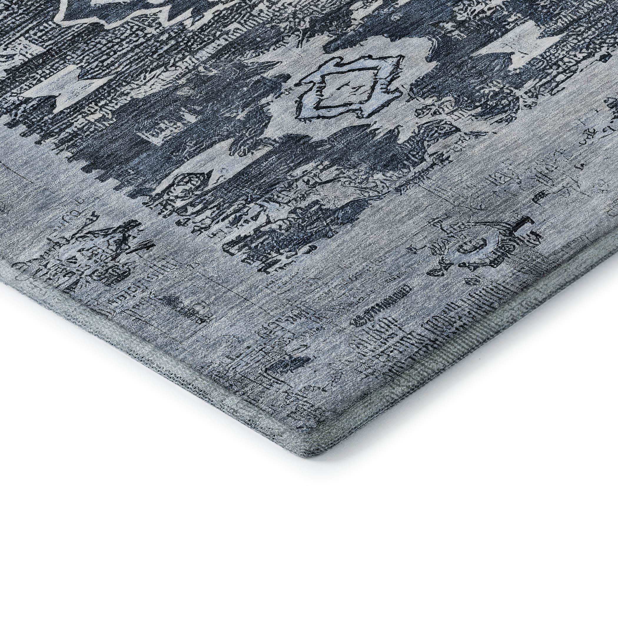Kotor Machine Washable Transitional Blue Rug 1'8" x 2'6" #shape_Rectangle
