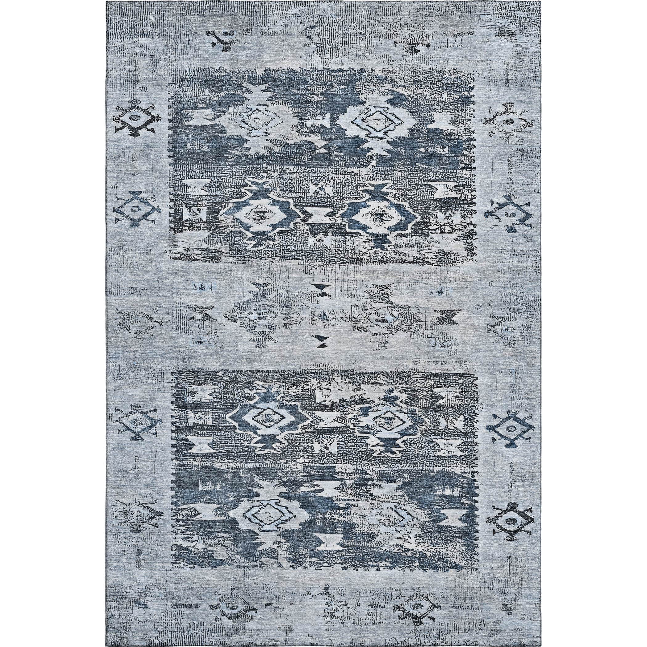 Kotor Machine Washable Transitional Blue Rug 2'6" x 3'10" #shape_Rectangle