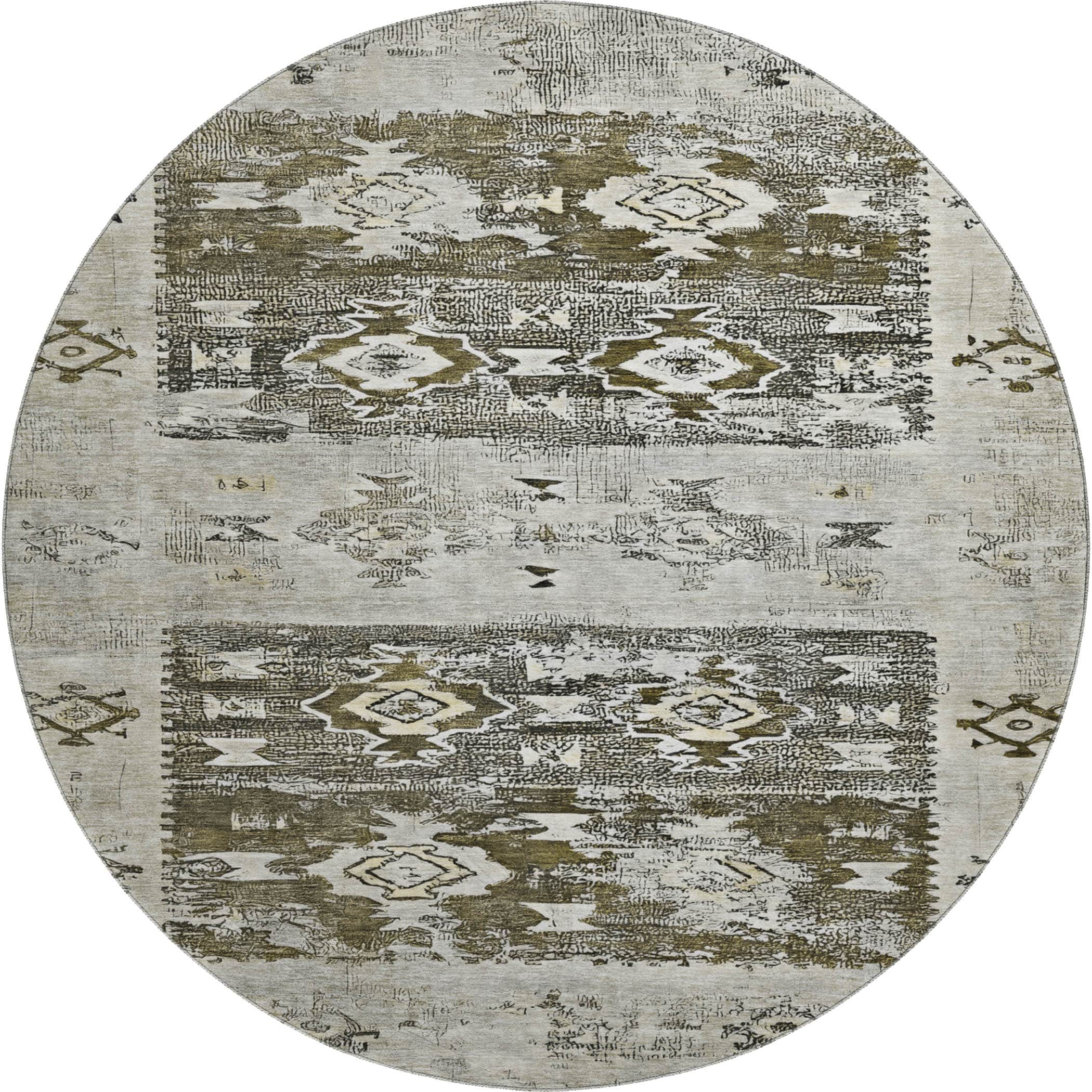 Kotor Machine Washable Transitional Brown Rug 8' x 8' #shape_Round
