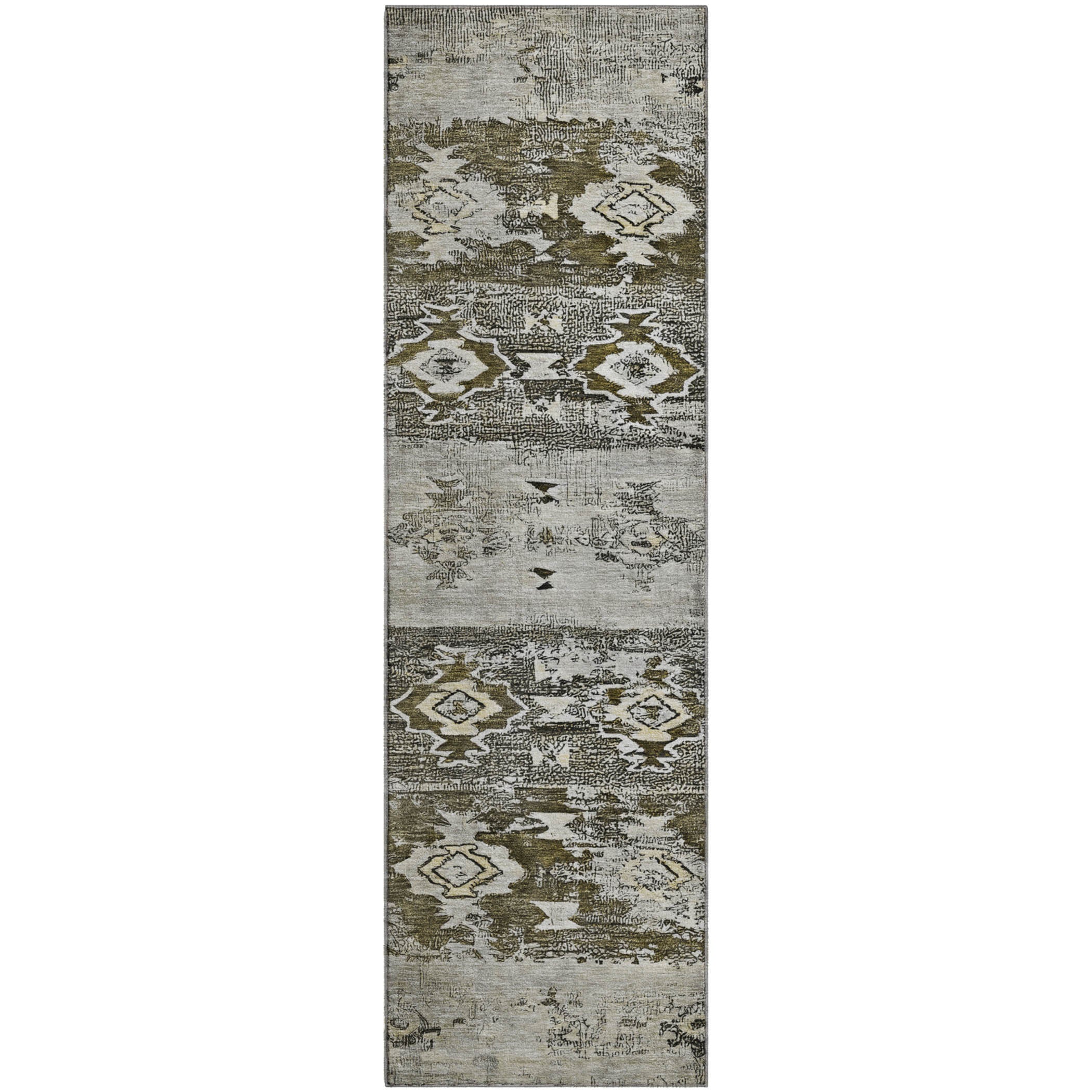 Kotor Machine Washable Transitional Brown Rug 2'3" x 7'6" #shape_Runner