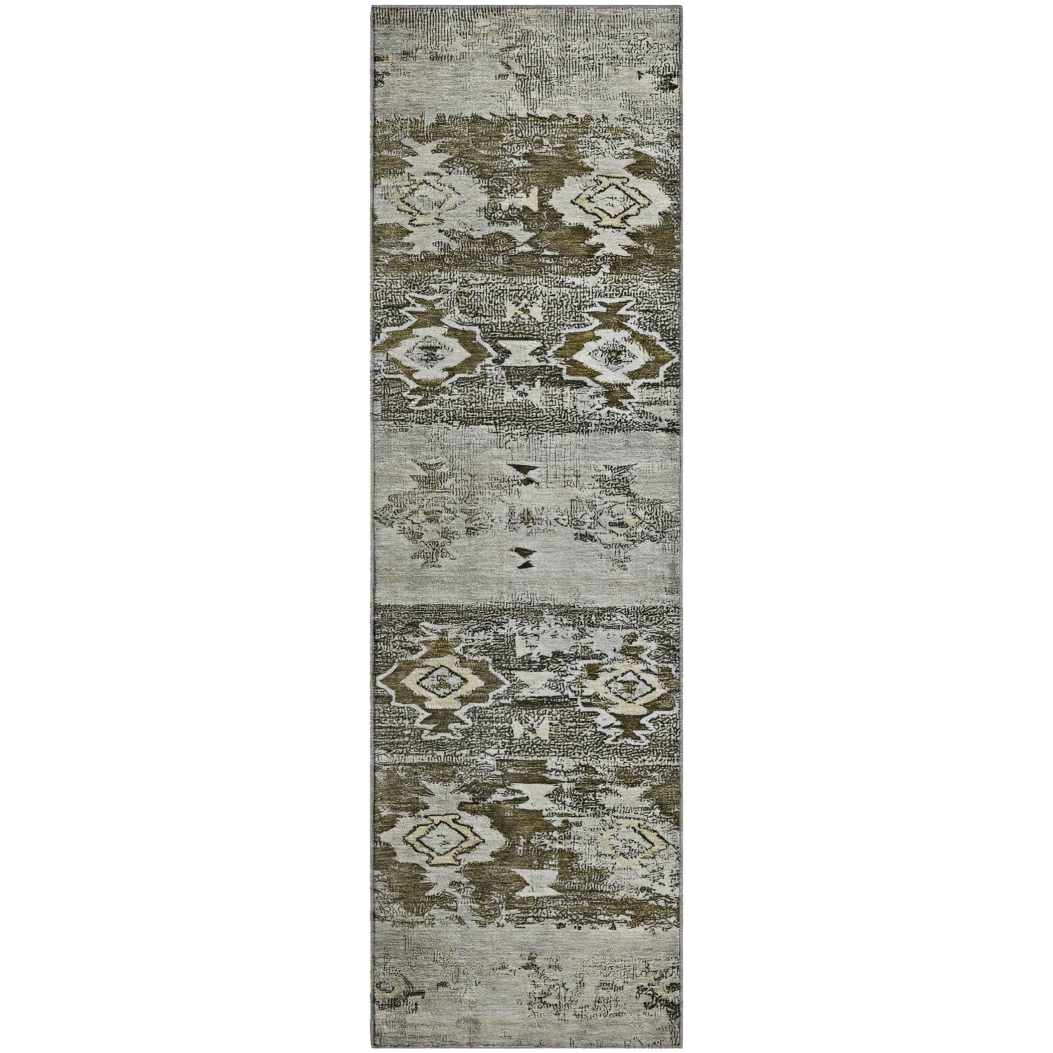 Kotor Machine Washable Transitional Brown Rug 2'3" x 7'6" #shape_Runner