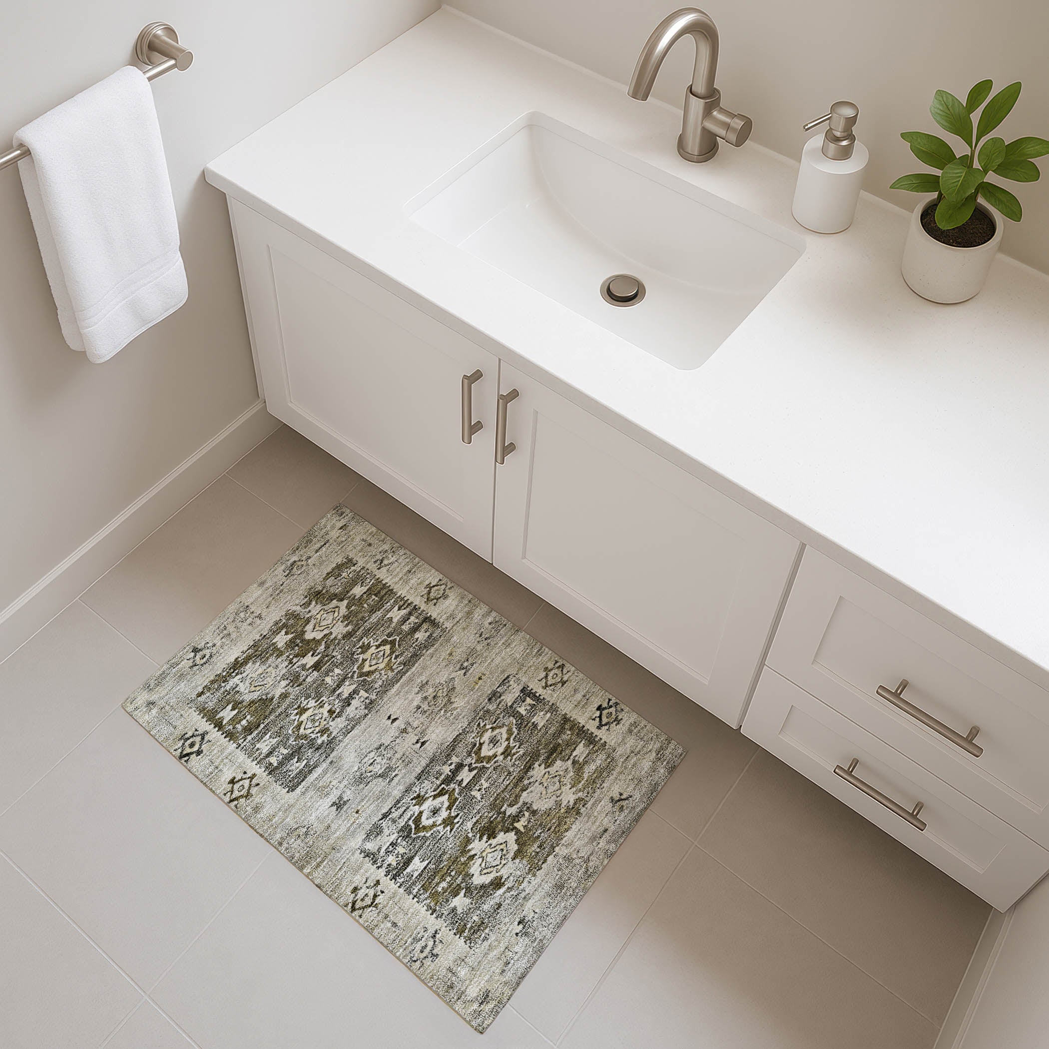 Kotor Machine Washable Transitional Brown Rug 1'8" x 2'6" #shape_Rectangle