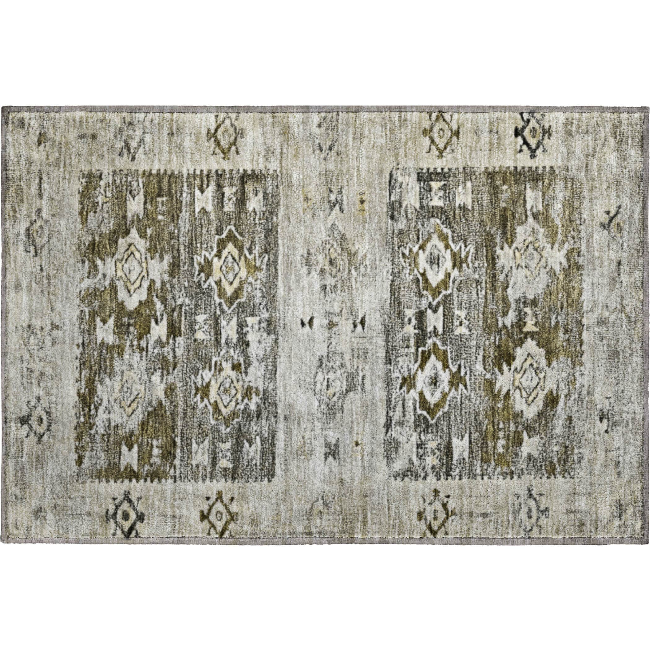 Kotor Machine Washable Transitional Brown Rug 1'8" x 2'6" #shape_Rectangle