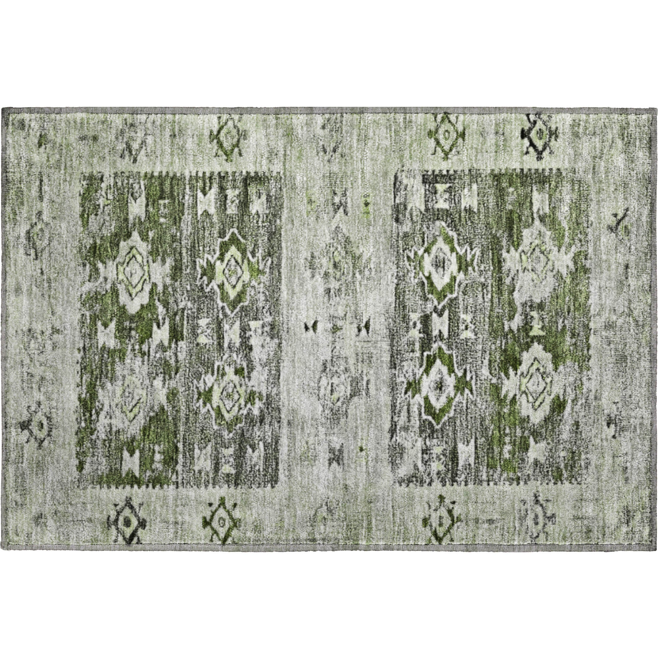 Kotor Machine Washable Transitional Olive Green Rug 1'8" x 2'6" #shape_Rectangle