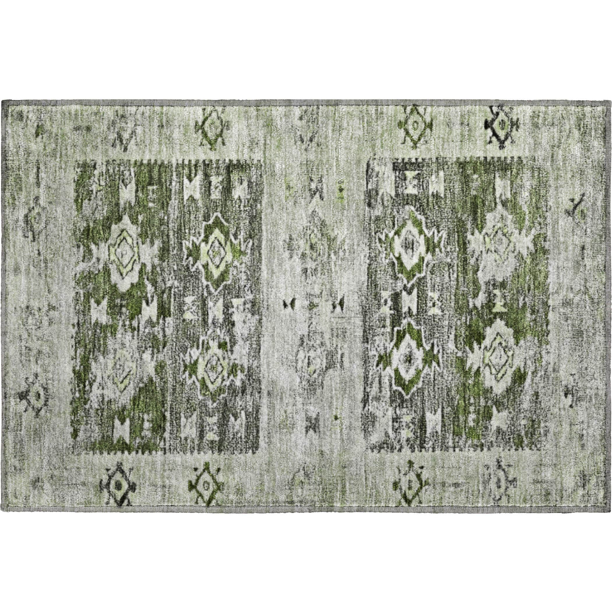 Kotor Machine Washable Transitional Olive Green Rug 1'8" x 2'6" #shape_Rectangle