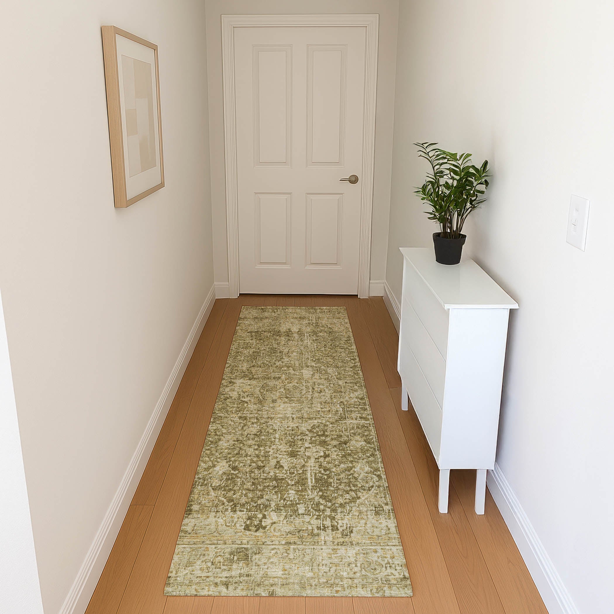 Bogota Machine Washable Traditional Brown Rug 2'3" x 7'6" #shape_Runner