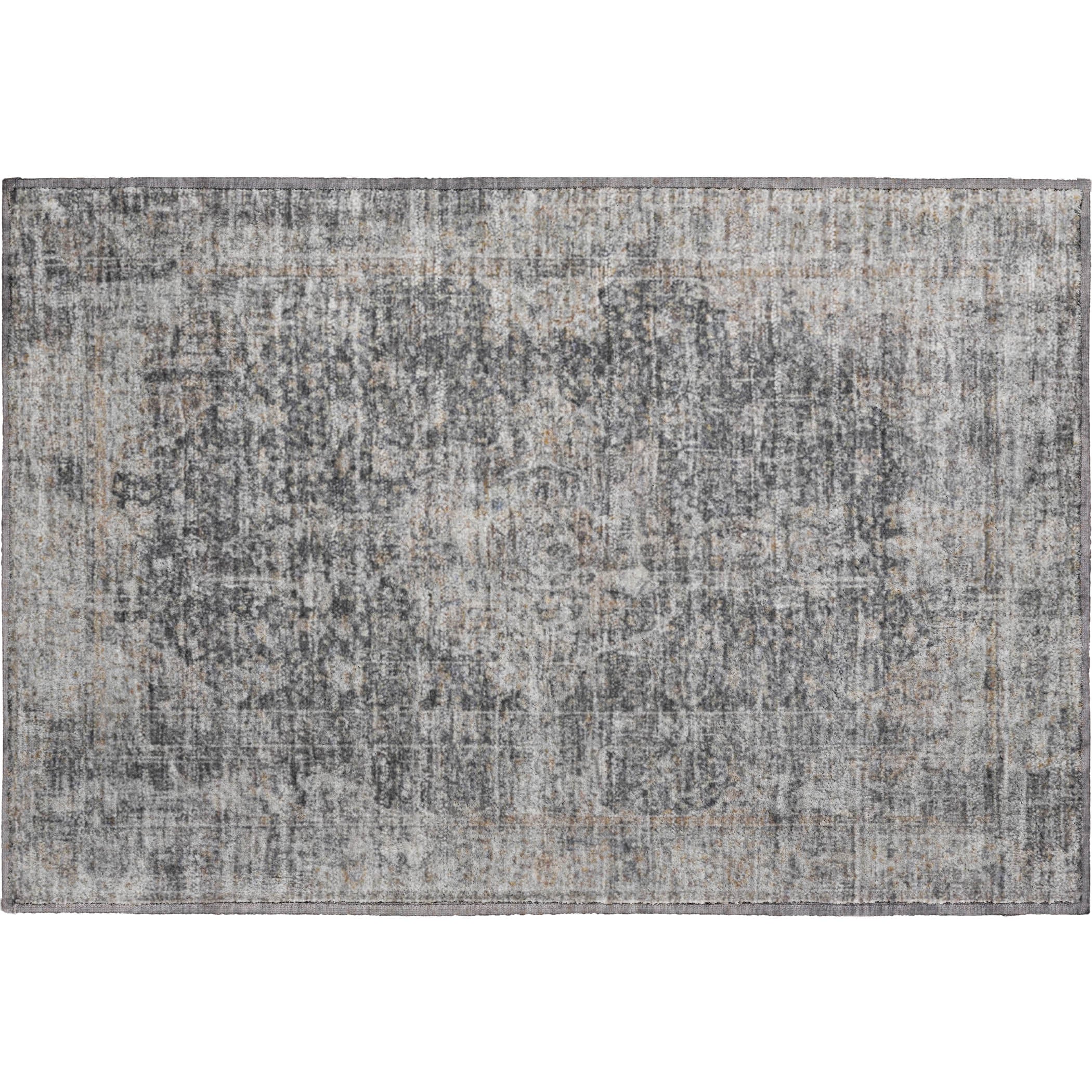 Bogota Machine Washable Traditional Charcoal Gray Rug 1'8" x 2'6" #shape_Rectangle