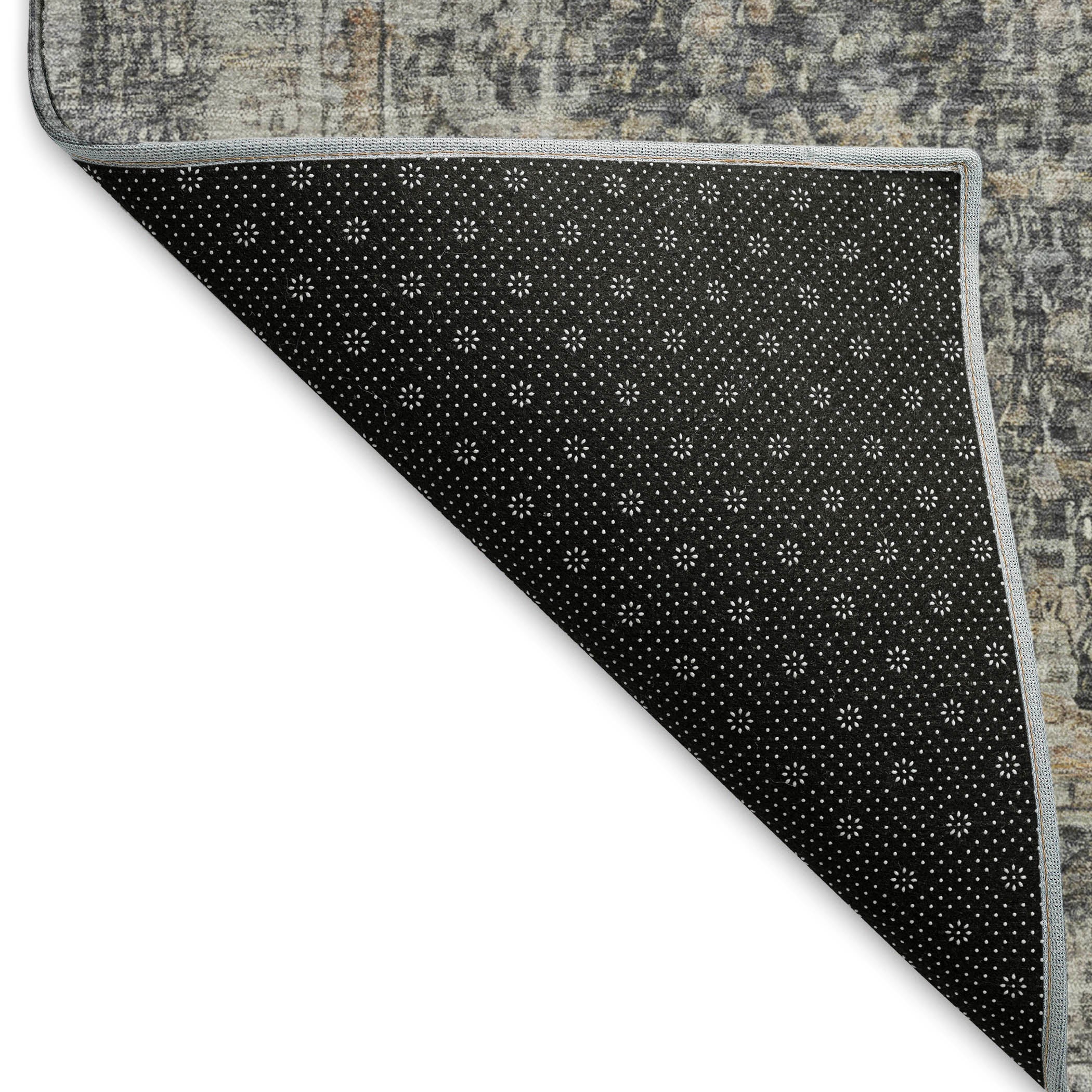 Bogota Machine Washable Traditional Charcoal Gray Rug 1'8" x 2'6" #shape_Rectangle