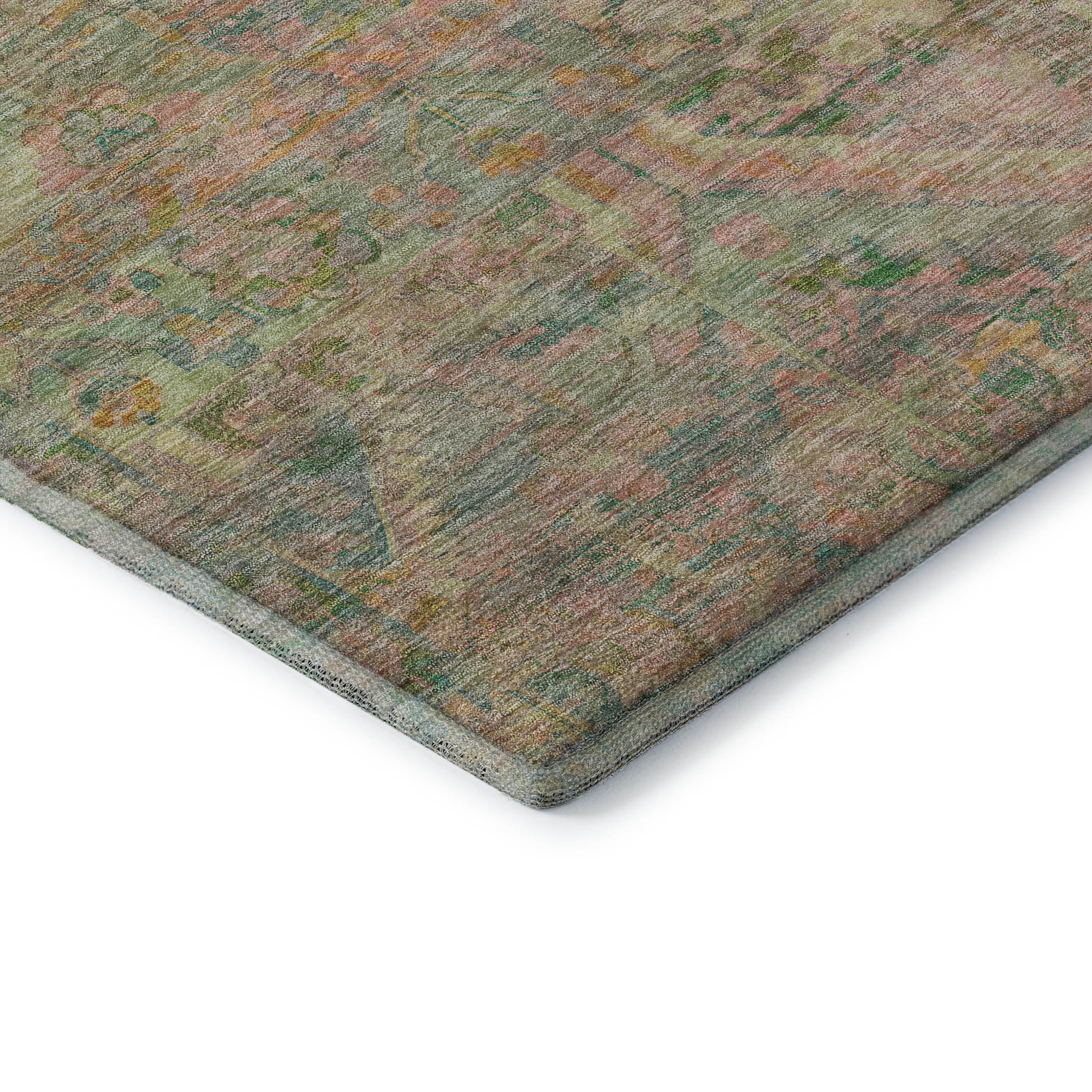 Montevideo Machine Washable Traditional Green Rug 1'8" x 2'6" #shape_Rectangle