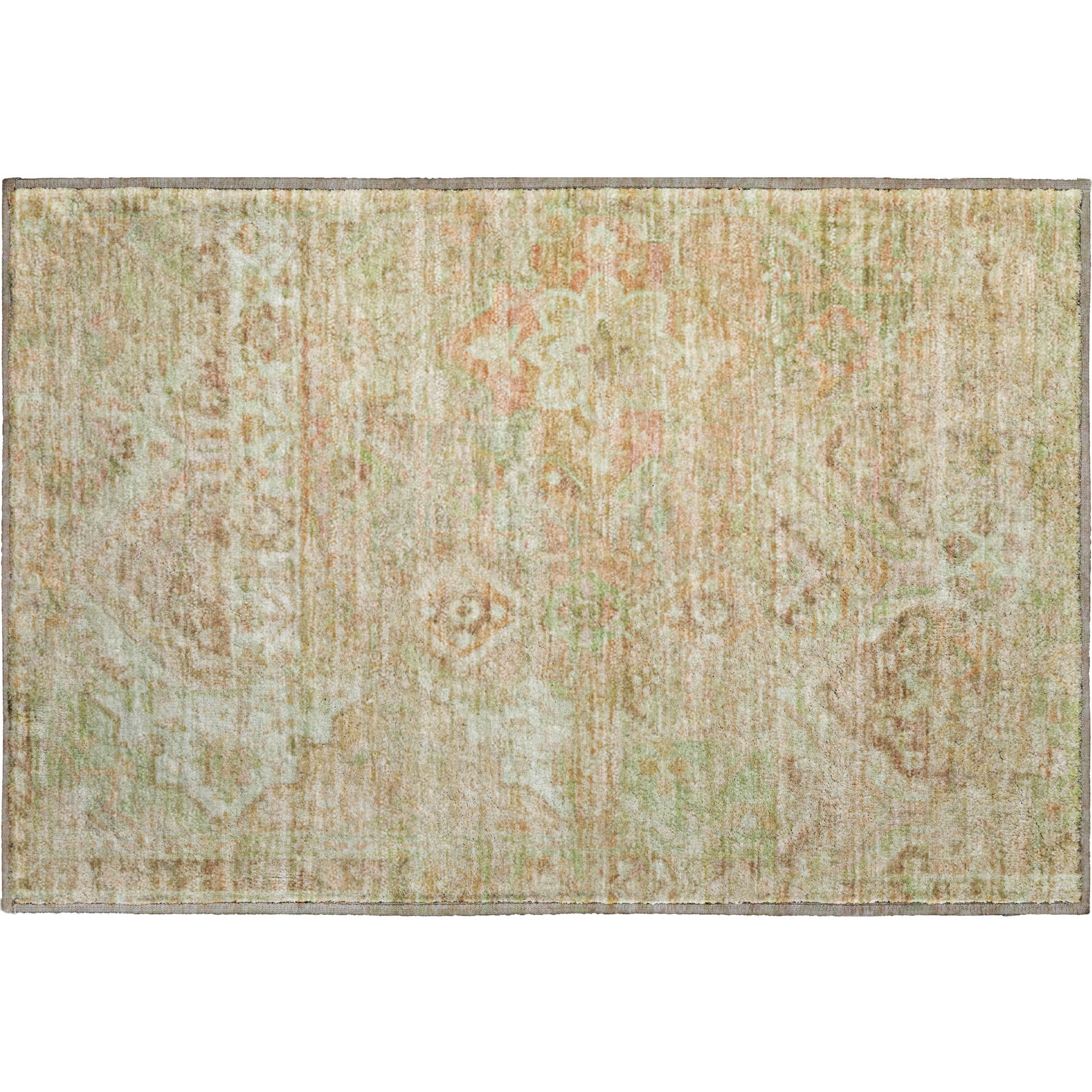 Montevideo Machine Washable Traditional Salmon Orange Rug 1'8" x 2'6" #shape_Rectangle