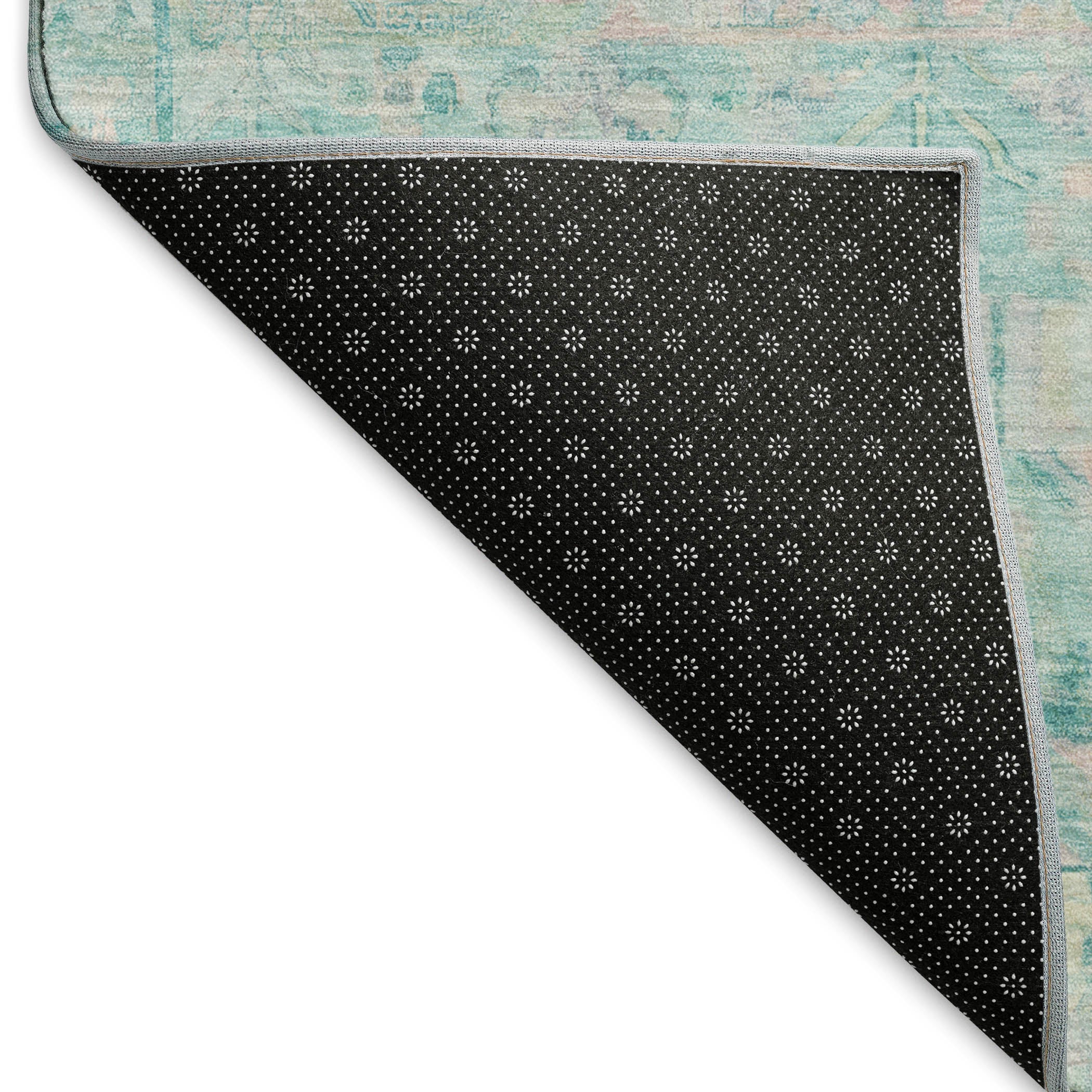 Montevideo Machine Washable Traditional Teal Rug 1'8" x 2'6" #shape_Rectangle