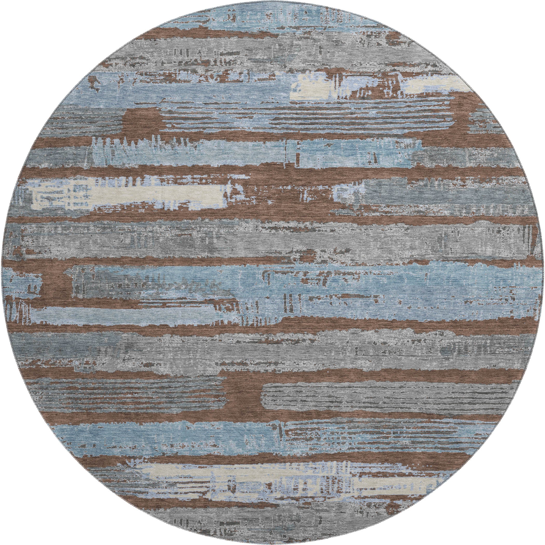 Chiang Mai Machine Washable Transitional Chocolate Brown Rug 8' x 8' #shape_Round