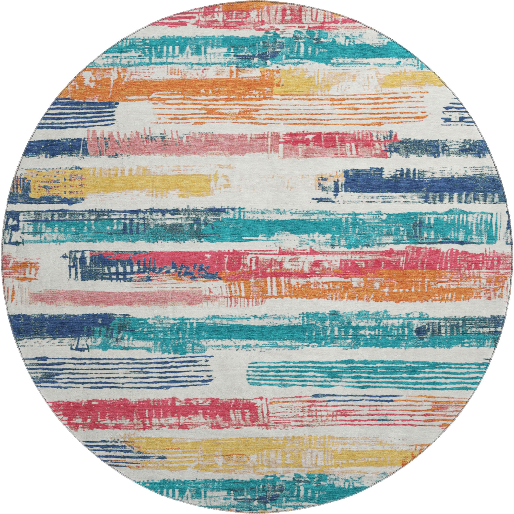 Chiang Mai Machine Washable Transitional Ivory Rug 8' x 8' #shape_Round