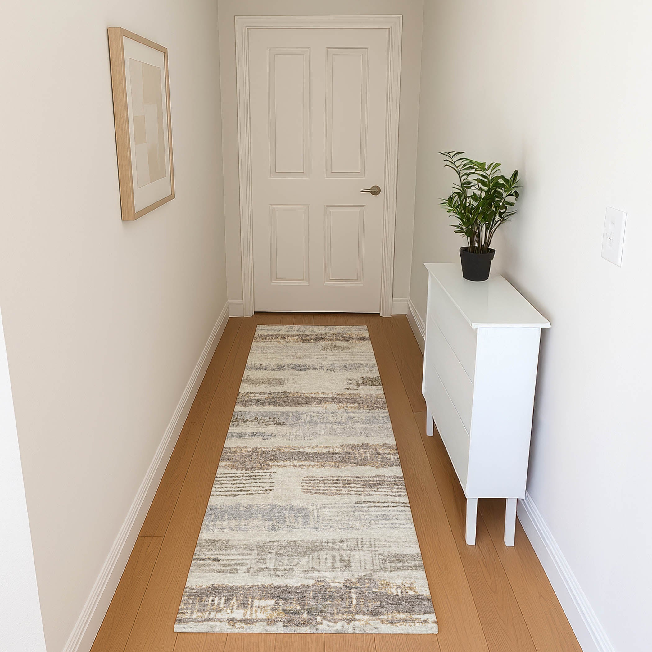 Chiang Mai Machine Washable Transitional Linen Ivory Rug 2'3" x 7'6" #shape_Runner