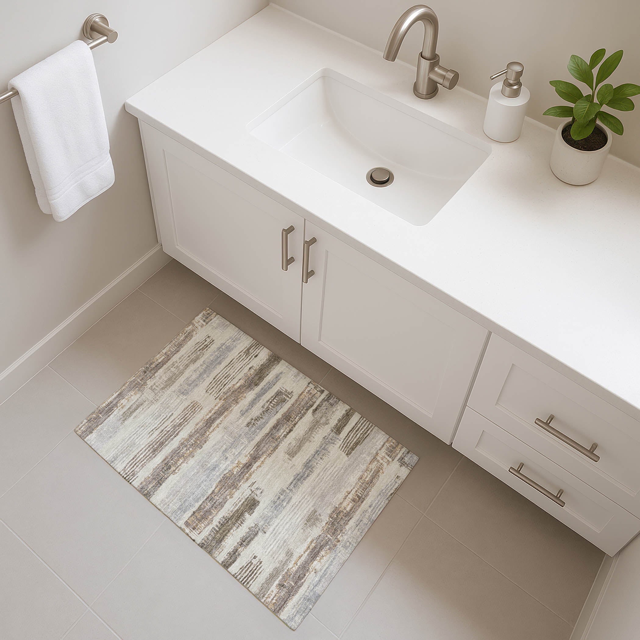 Chiang Mai Machine Washable Transitional Linen Ivory Rug 1'8" x 2'6" #shape_Rectangle