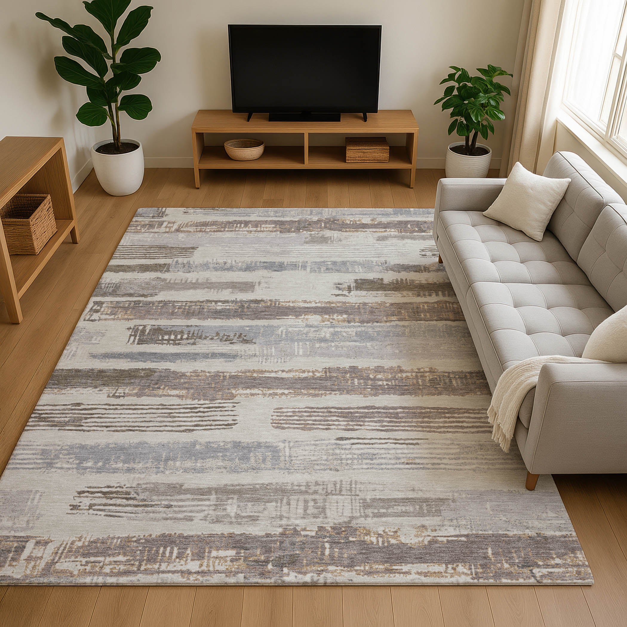 Chiang Mai Machine Washable Transitional Linen Ivory Rug 2'6" x 3'10" #shape_Rectangle