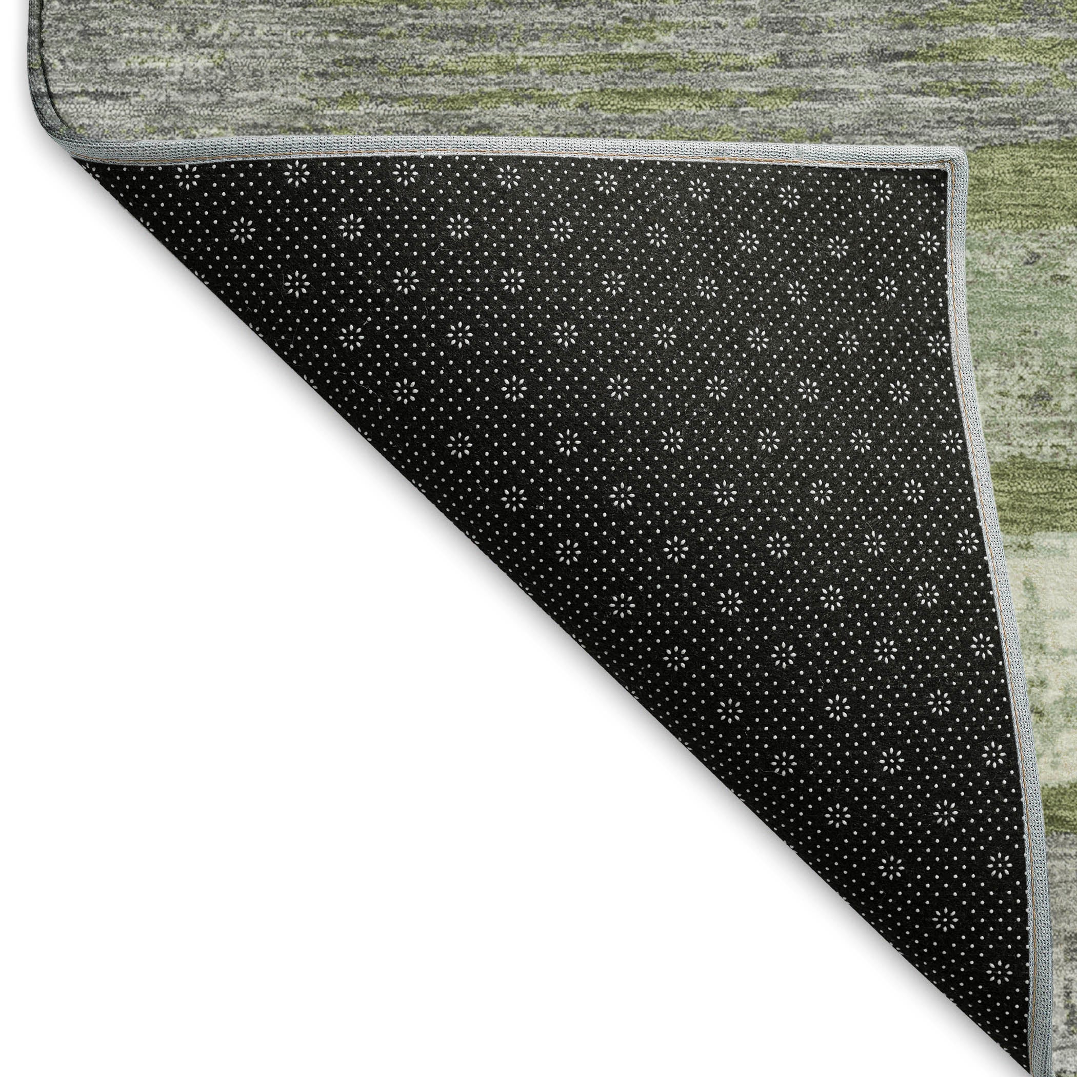 Chiang Mai Machine Washable Transitional Olive Green Rug 1'8" x 2'6" #shape_Rectangle