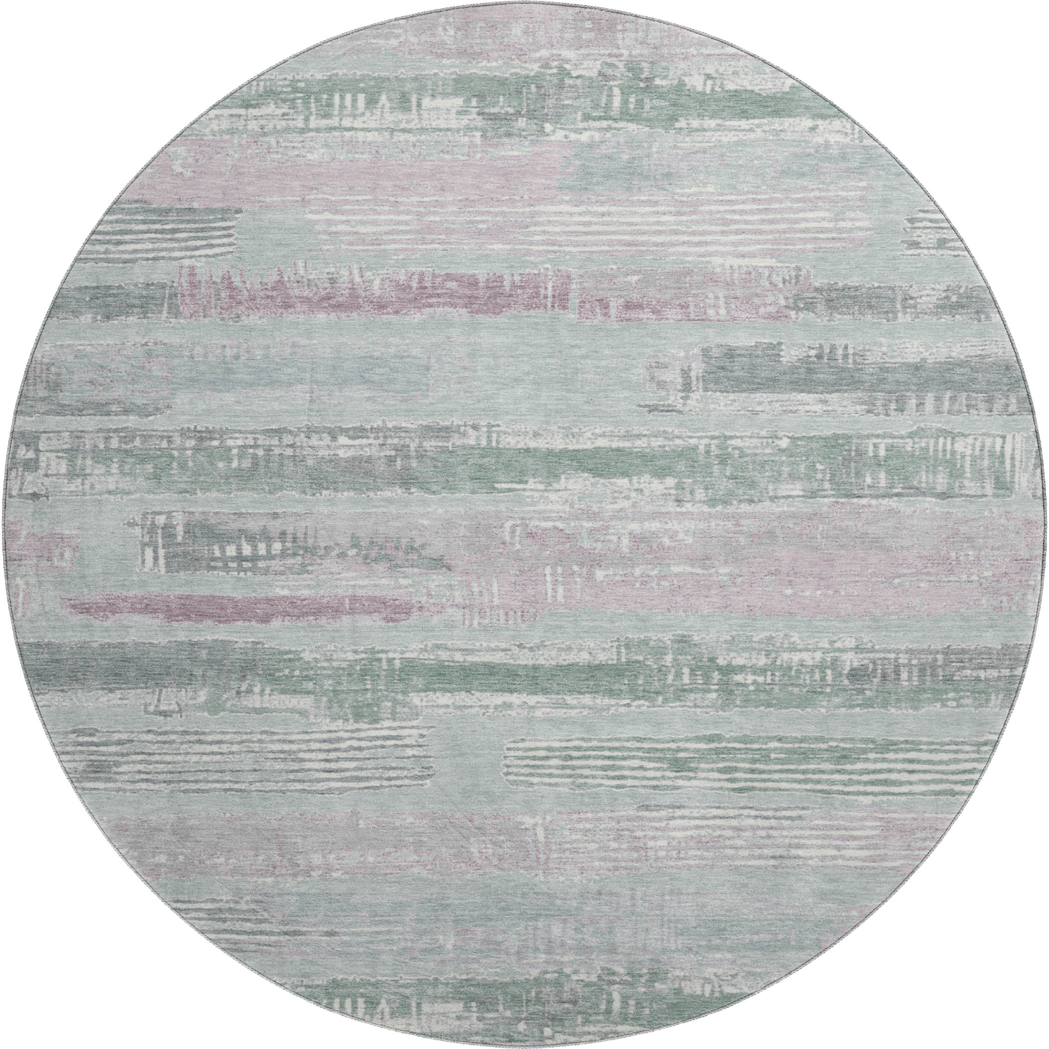 Chiang Mai Machine Washable Transitional Seafoam Blue Rug 8' x 8' #shape_Round