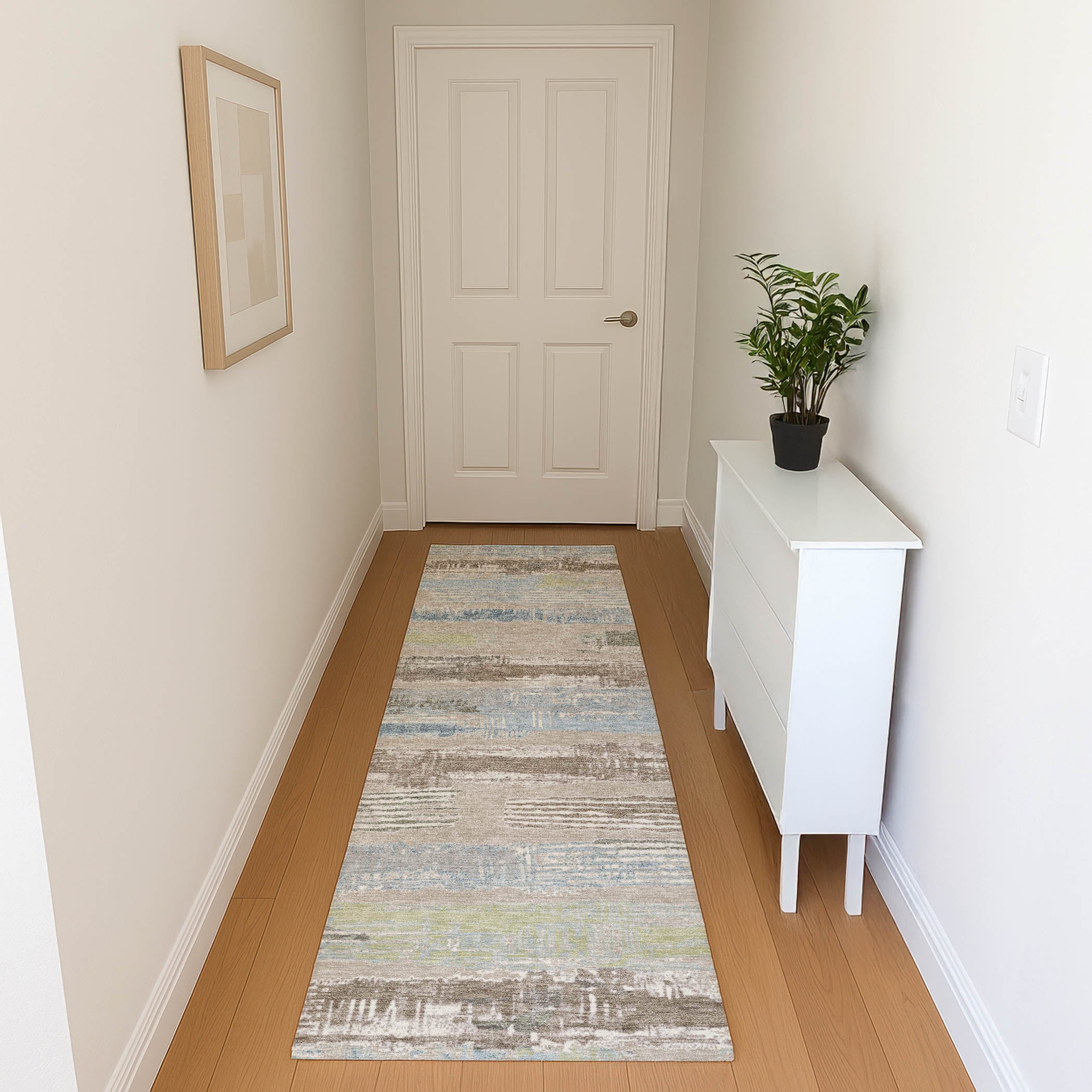 Chiang Mai Machine Washable Transitional Taupe Brown Rug 2'3" x 7'6" #shape_Runner