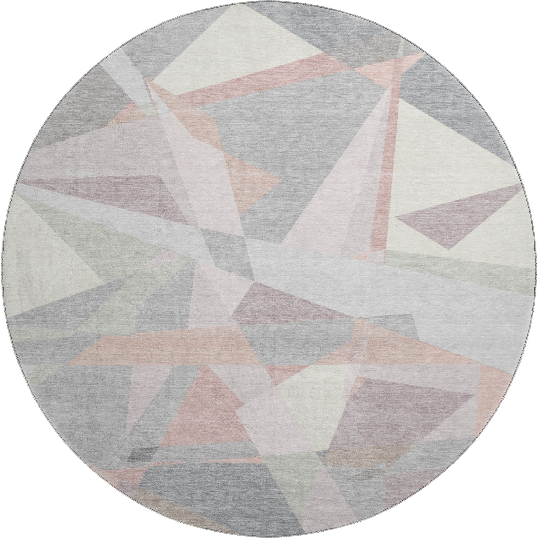 Oslo Machine Washable Transitional Blush Pink Rug 8' x 8' #shape_Round
