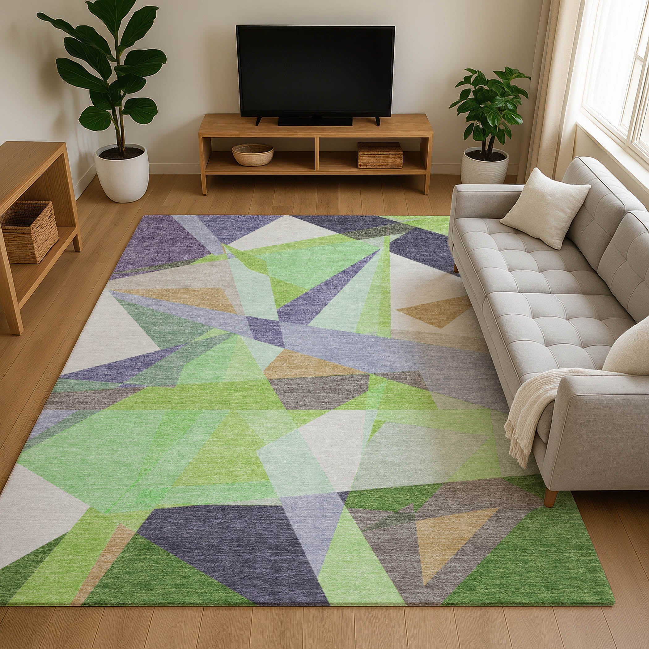 Oslo Machine Washable Transitional Lavender Purple Rug 2'6" x 3'10" #shape_Rectangle