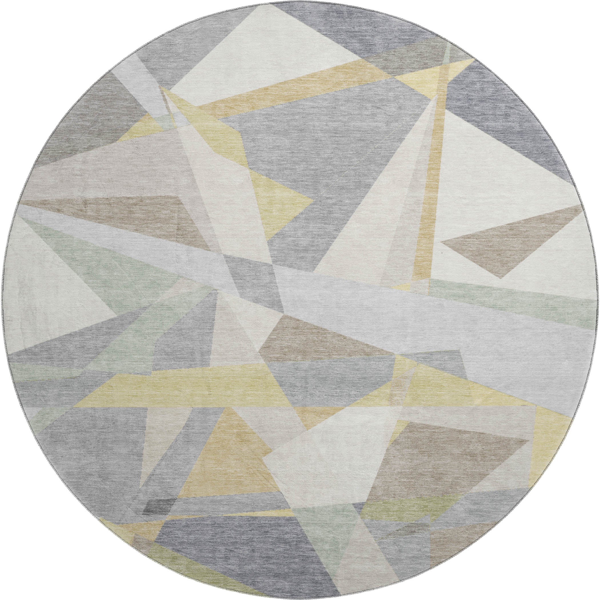 Oslo Machine Washable Transitional Pewter Gray Rug 8' x 8' #shape_Round