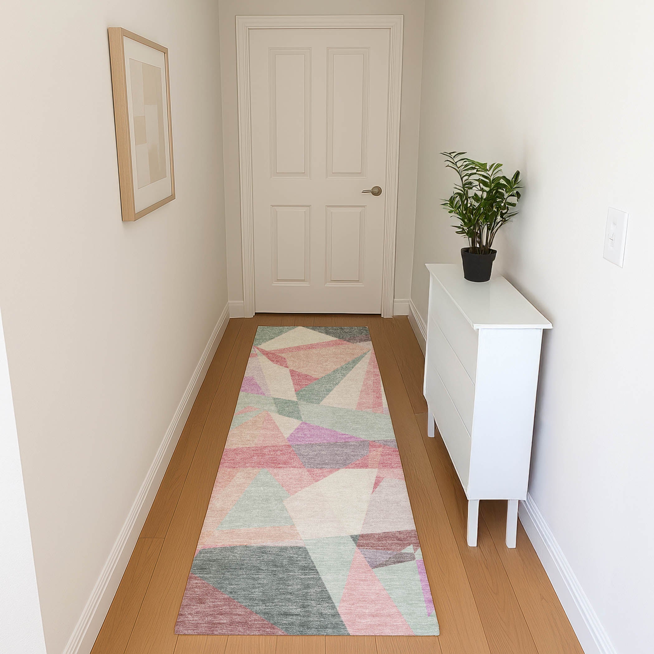 Oslo Machine Washable Transitional Seafoam Blue Rug 2'3" x 7'6" #shape_Runner