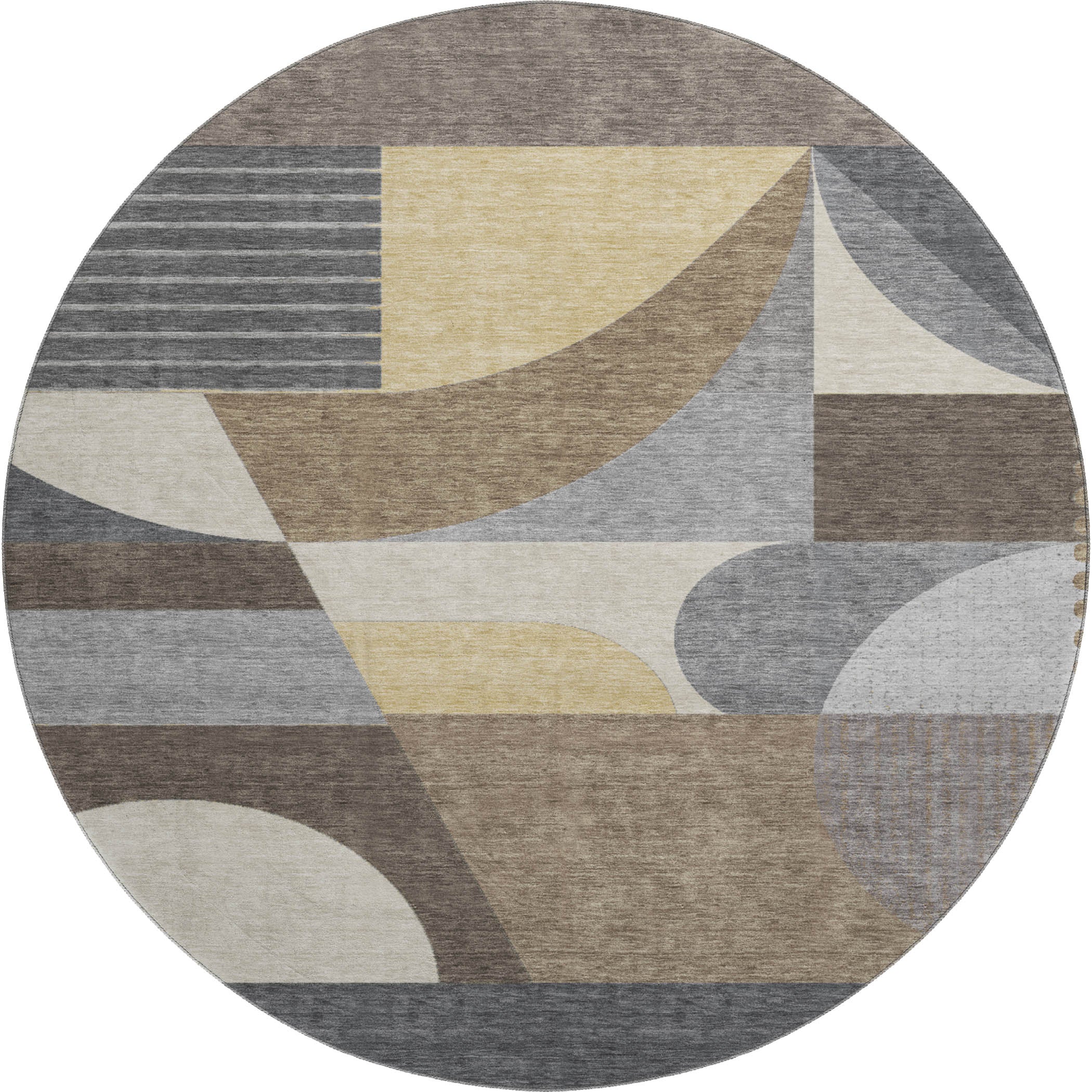Zanzibar Machine Washable Transitional Brown Rug 8' x 8' #shape_Round