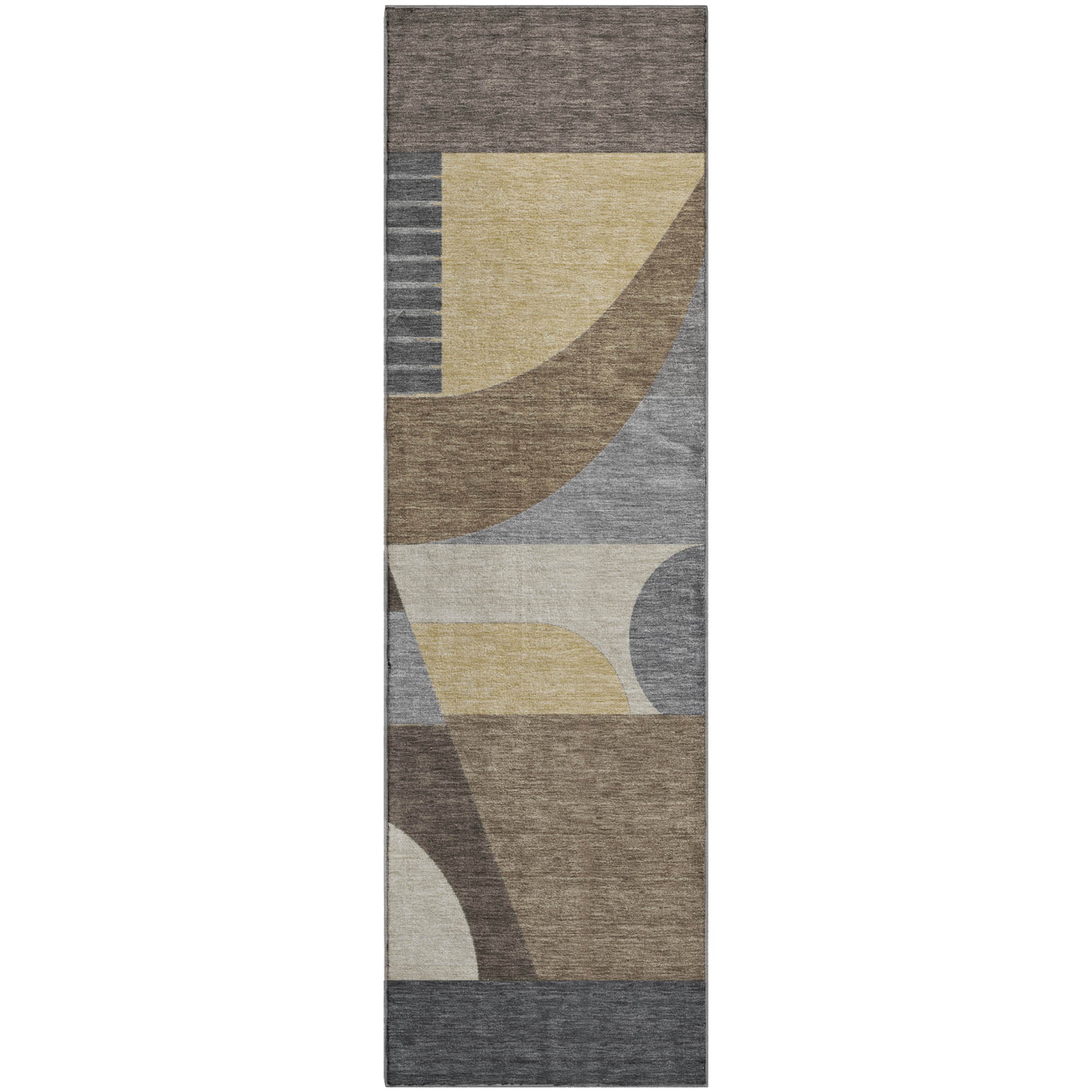 Zanzibar Machine Washable Transitional Brown Rug 2'3" x 7'6" #shape_Runner