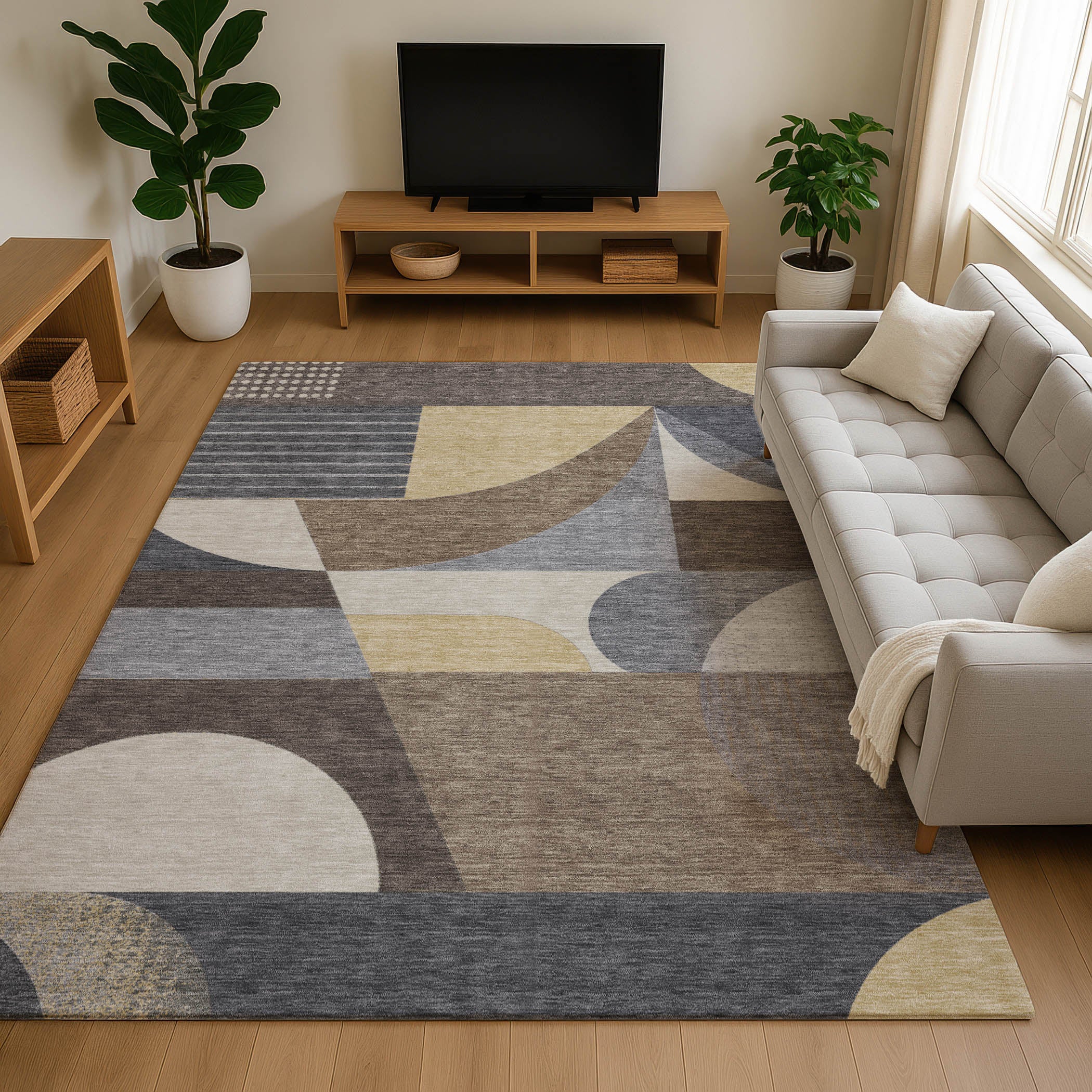 Zanzibar Machine Washable Transitional Brown Rug 2'6" x 3'10" #shape_Rectangle
