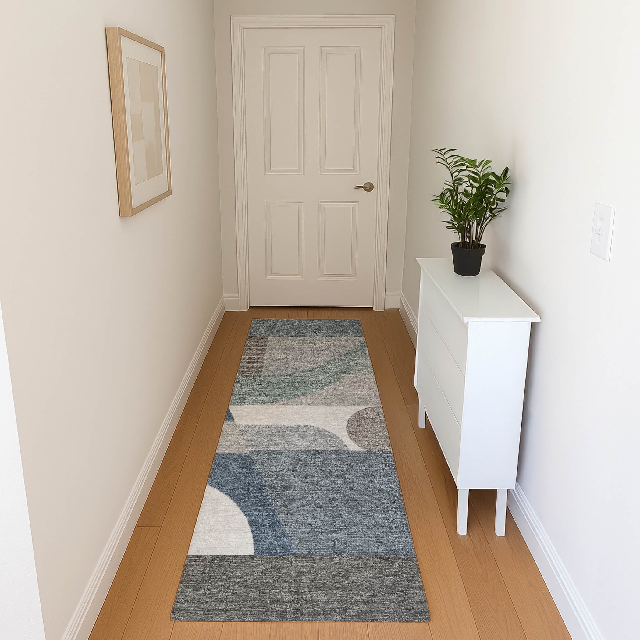 Zanzibar Machine Washable Transitional Gray Rug 2'3" x 7'6" #shape_Runner
