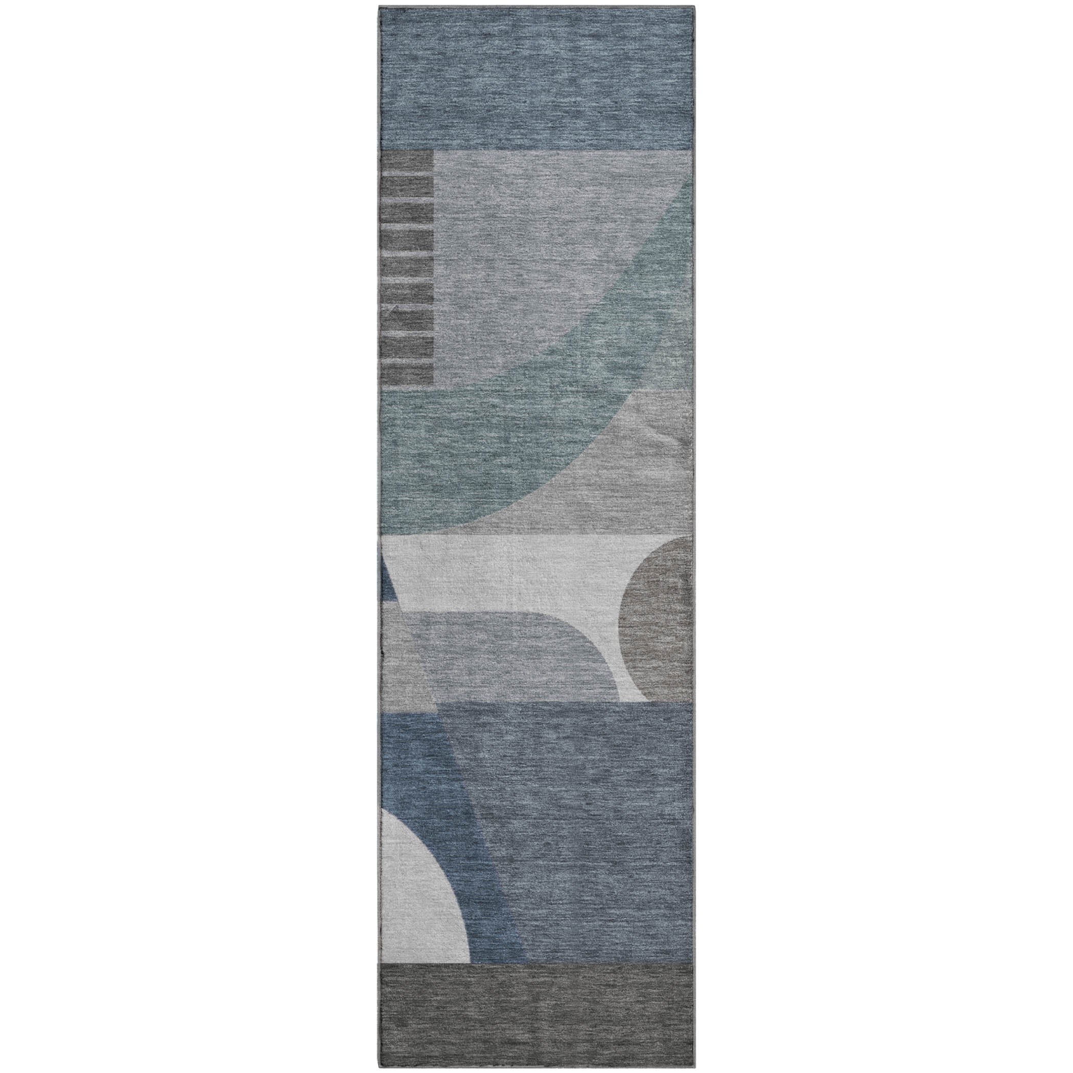 Zanzibar Machine Washable Transitional Gray Rug 2'3" x 7'6" #shape_Runner