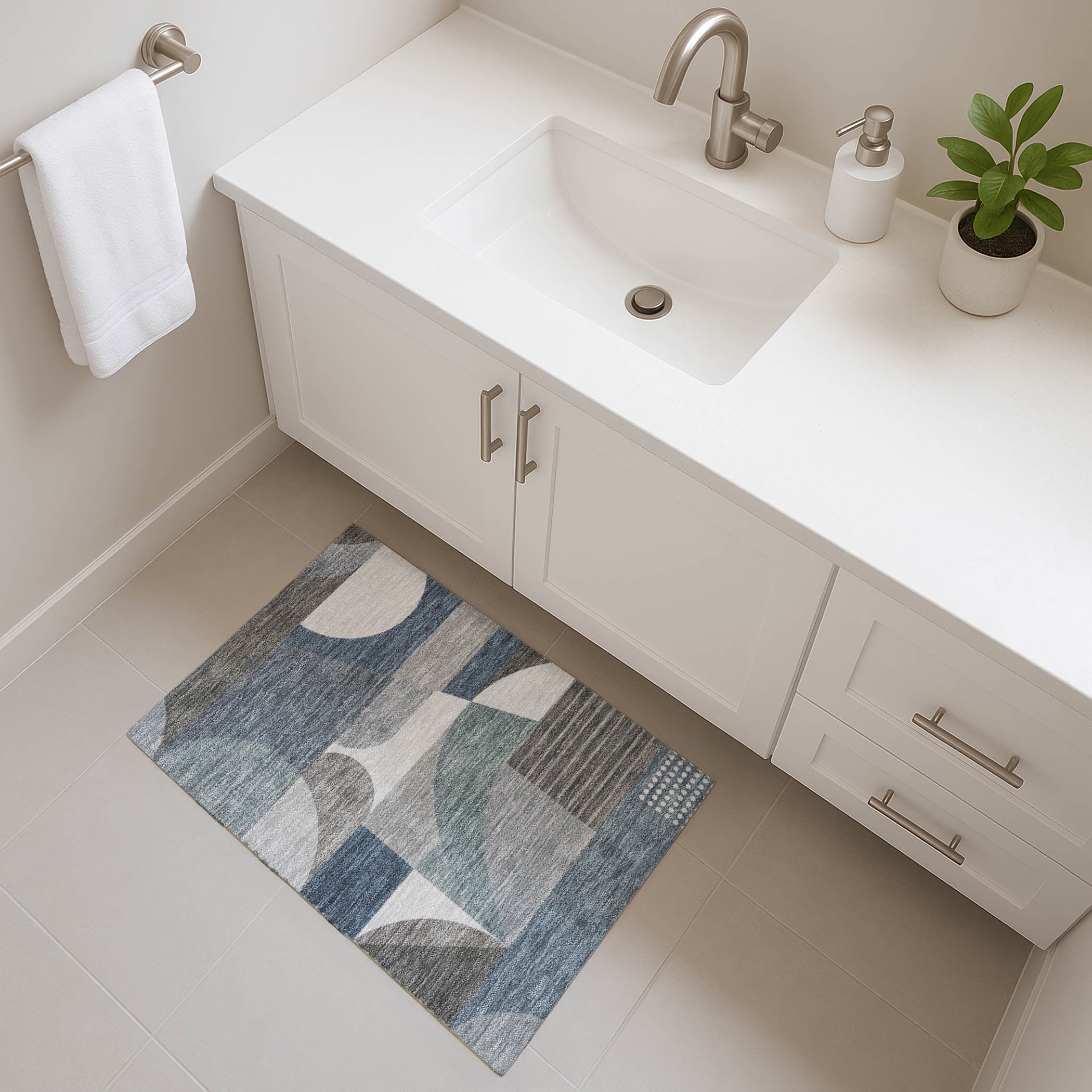 Zanzibar Machine Washable Transitional Gray Rug 1'8" x 2'6" #shape_Rectangle