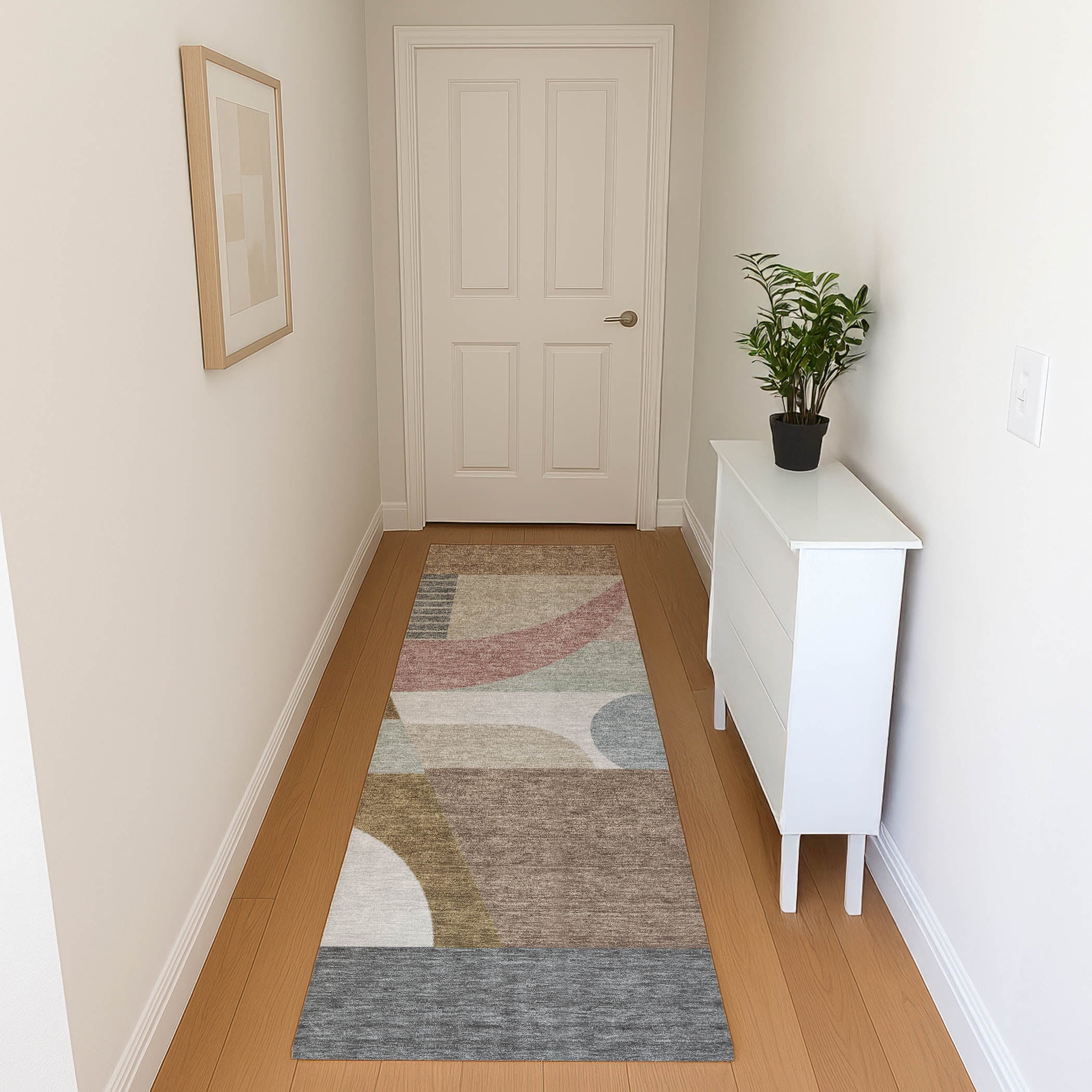 Zanzibar Machine Washable Transitional Mocha Brown Rug 2'3" x 7'6" #shape_Runner
