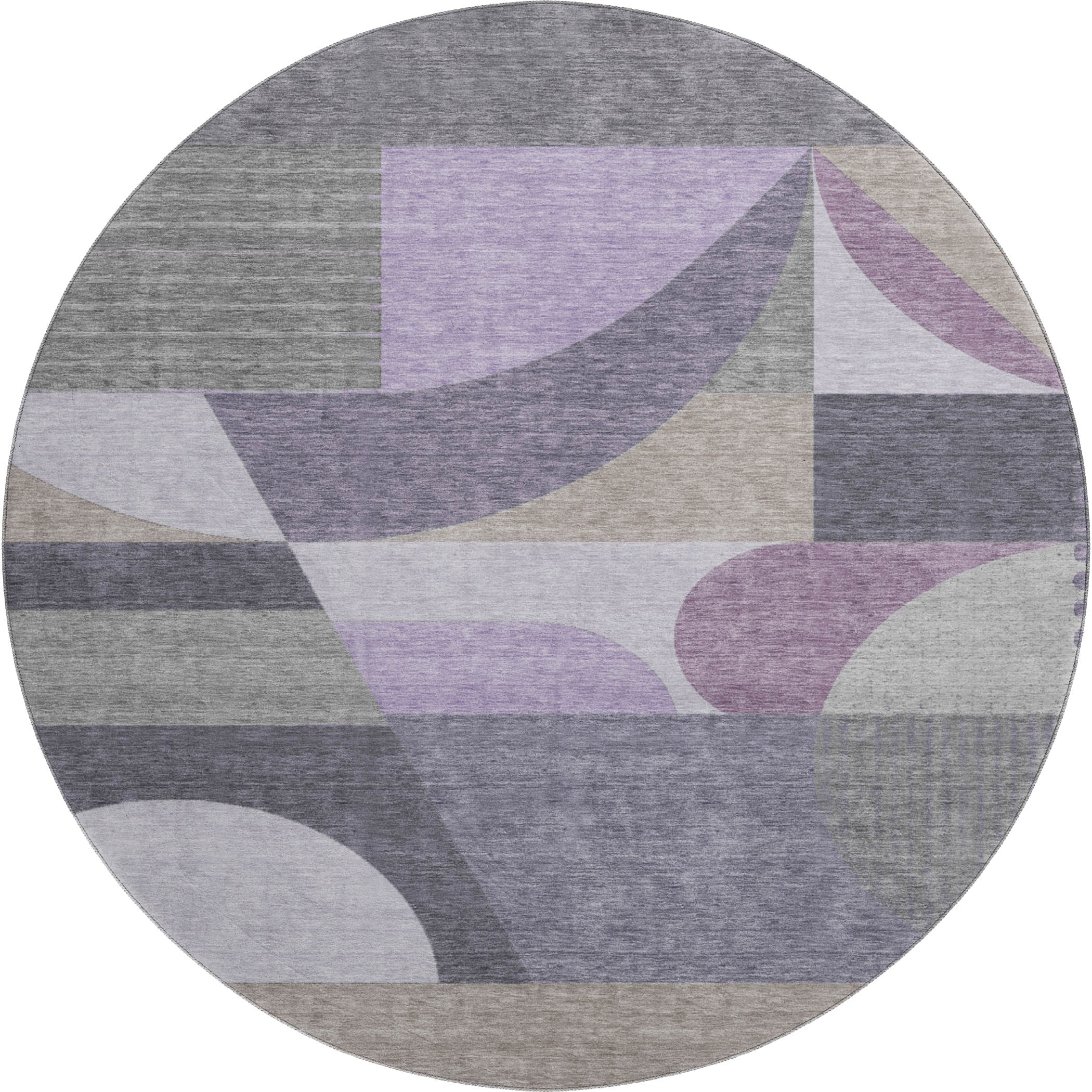 Zanzibar Machine Washable Transitional Purple Rug 8' x 8' #shape_Round