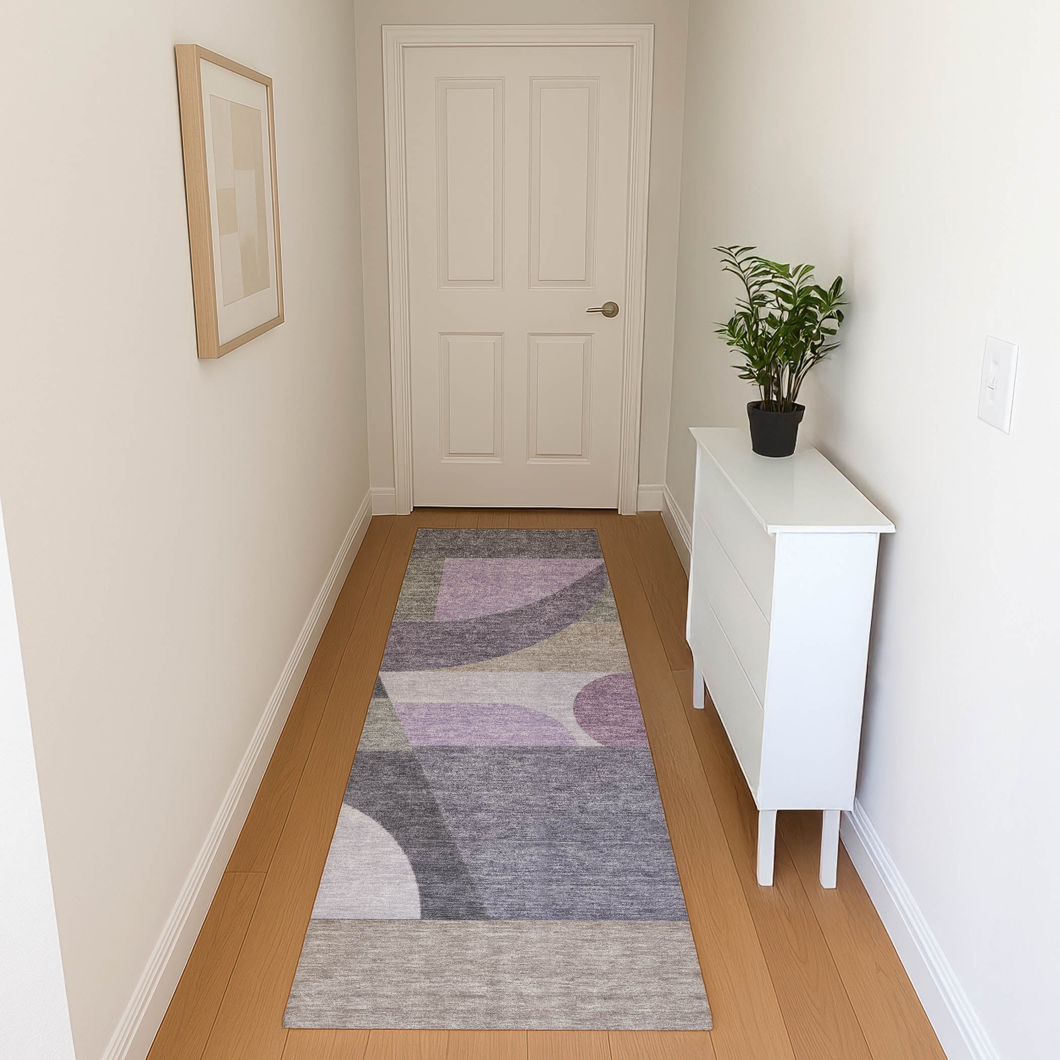 Zanzibar Machine Washable Transitional Purple Rug 2'3" x 7'6" #shape_Runner