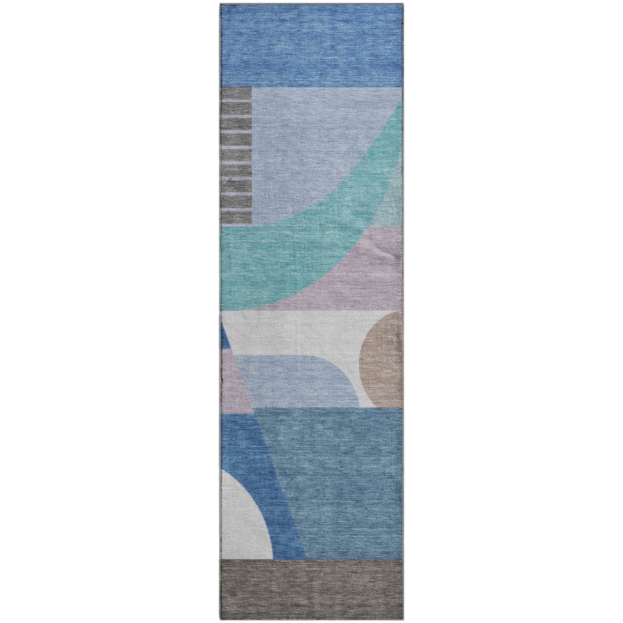 Zanzibar Machine Washable Transitional Sky Blue Rug 2'3" x 7'6" #shape_Runner