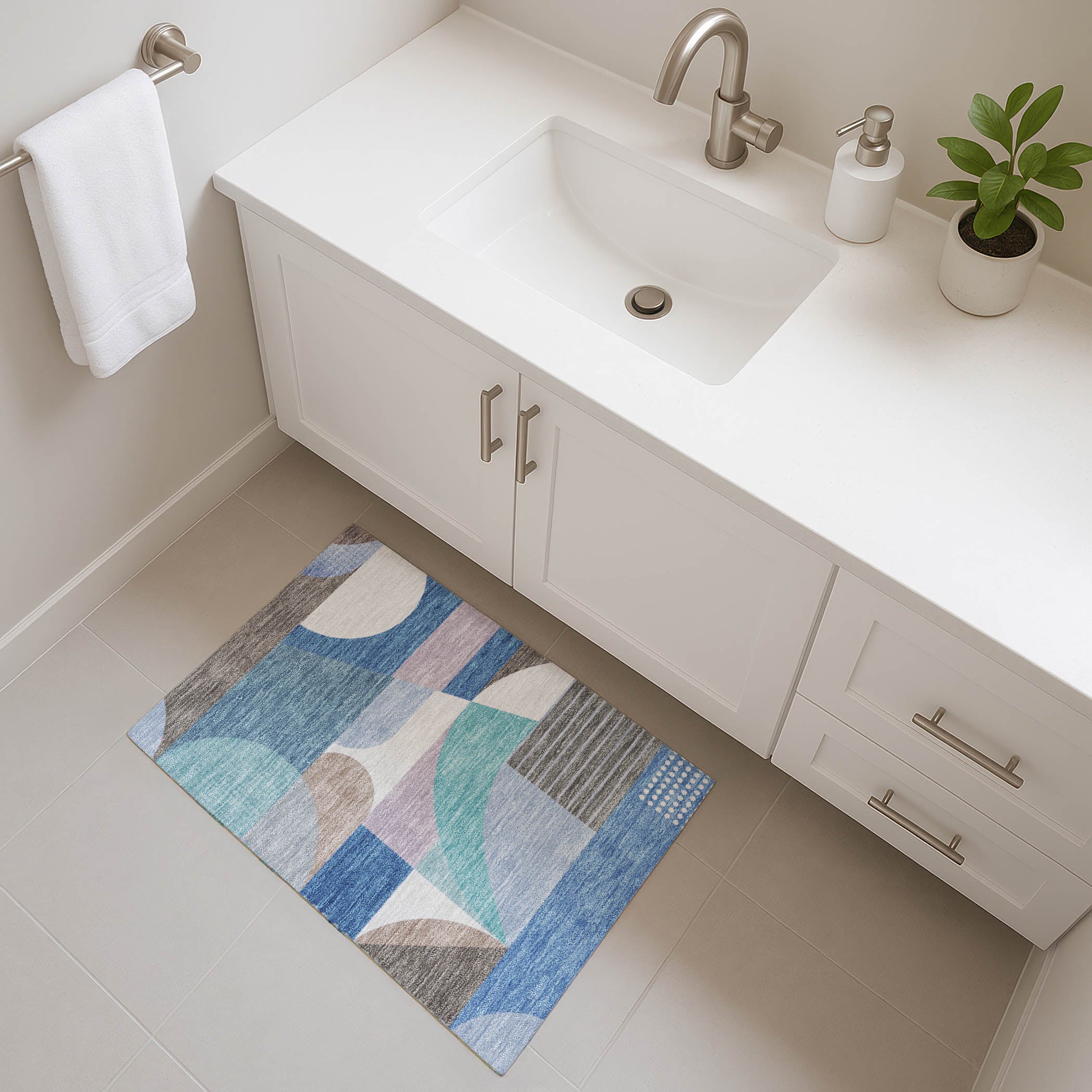 Zanzibar Machine Washable Transitional Sky Blue Rug 1'8" x 2'6" #shape_Rectangle